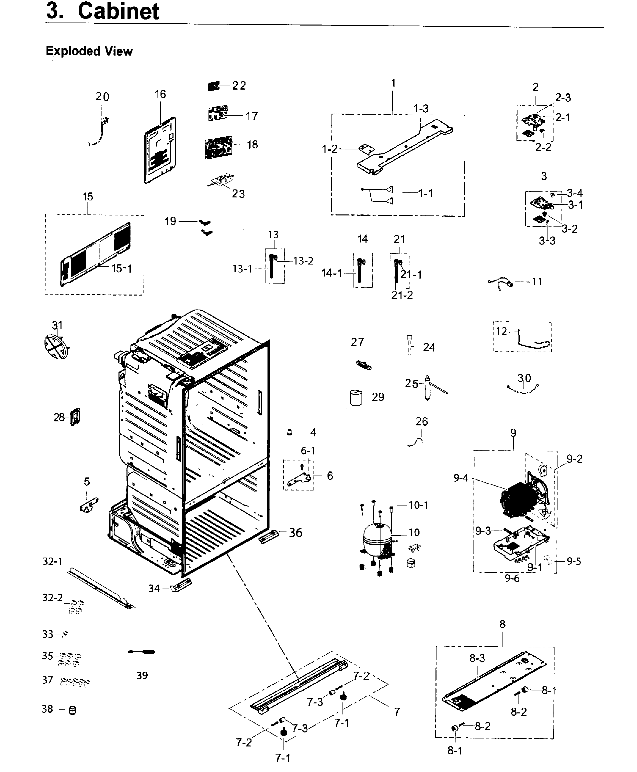 Samsung RF26J7500BC/AA-03 cabinet diagram