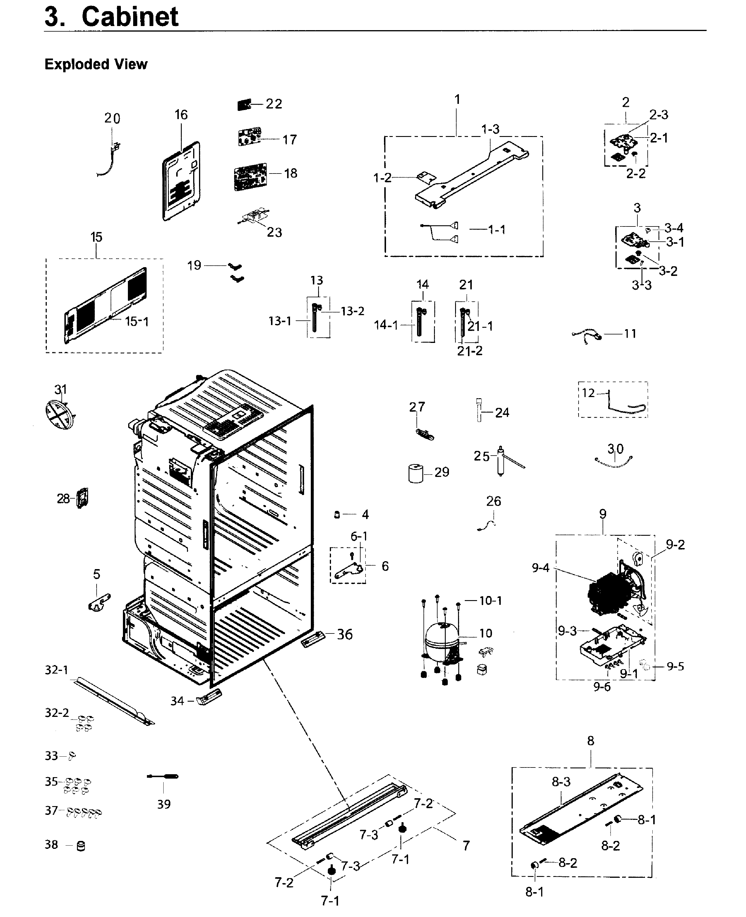 Samsung RF26J7500SR/AA-03 cabinet diagram