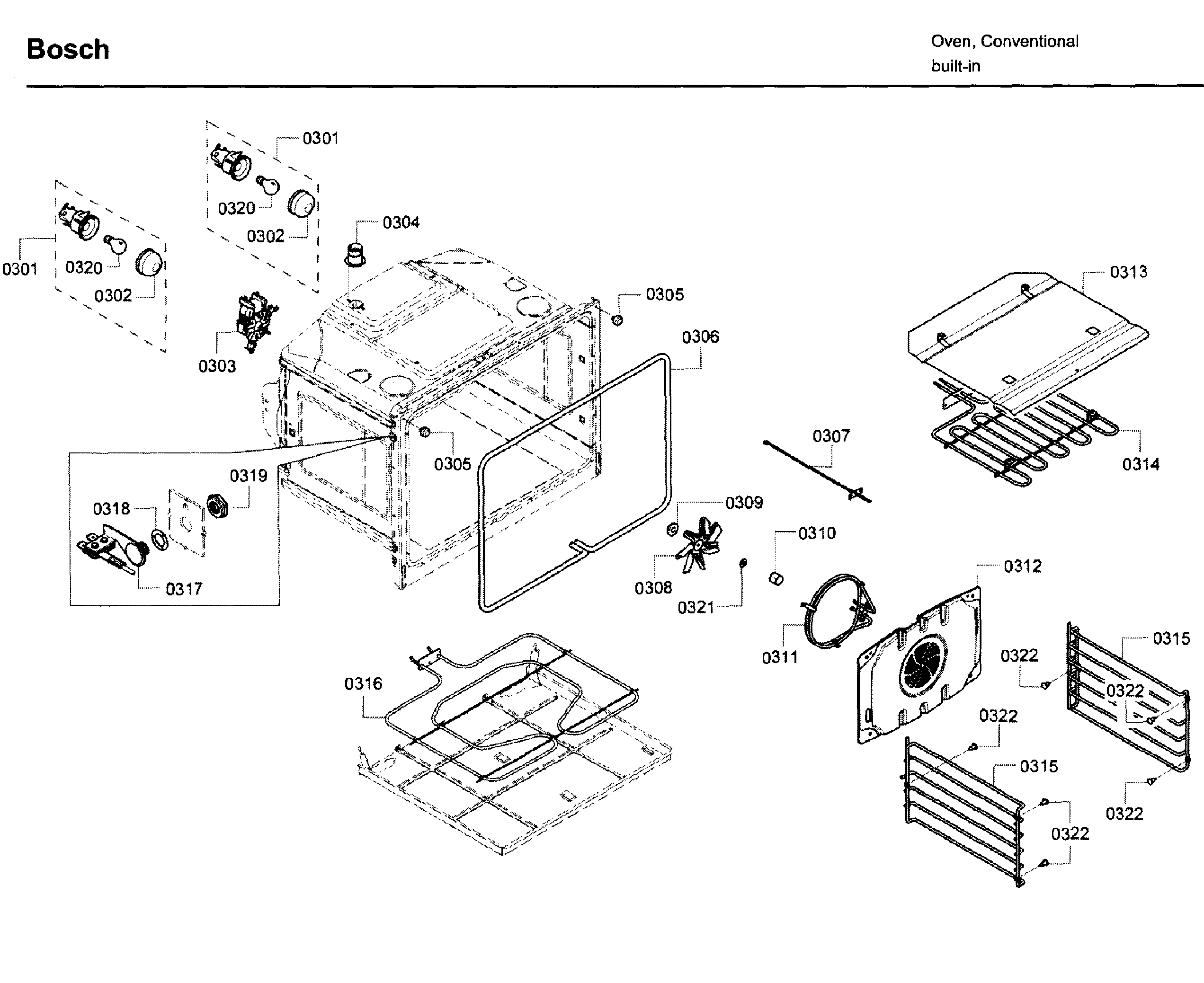 Bosch HBL5450UC/09 inner parts diagram