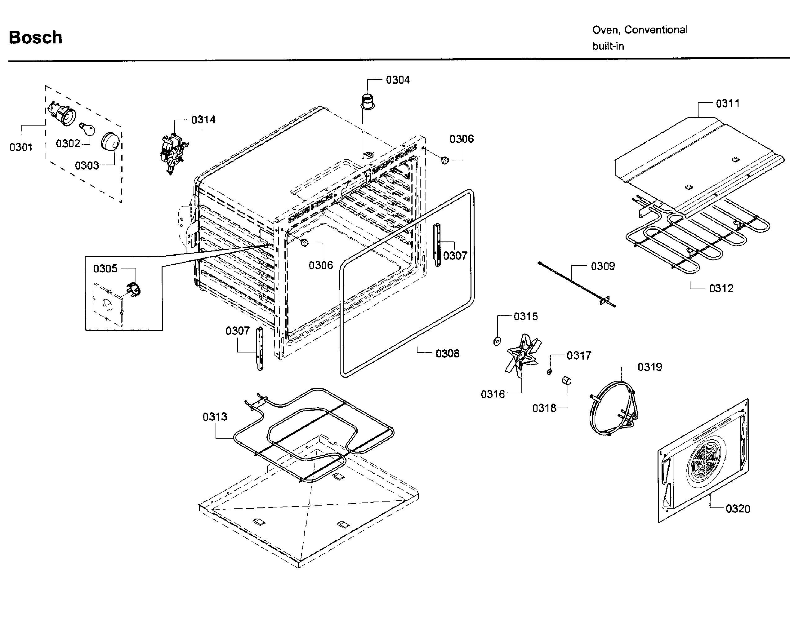 Bosch HBL5451UC/03 inner parts diagram