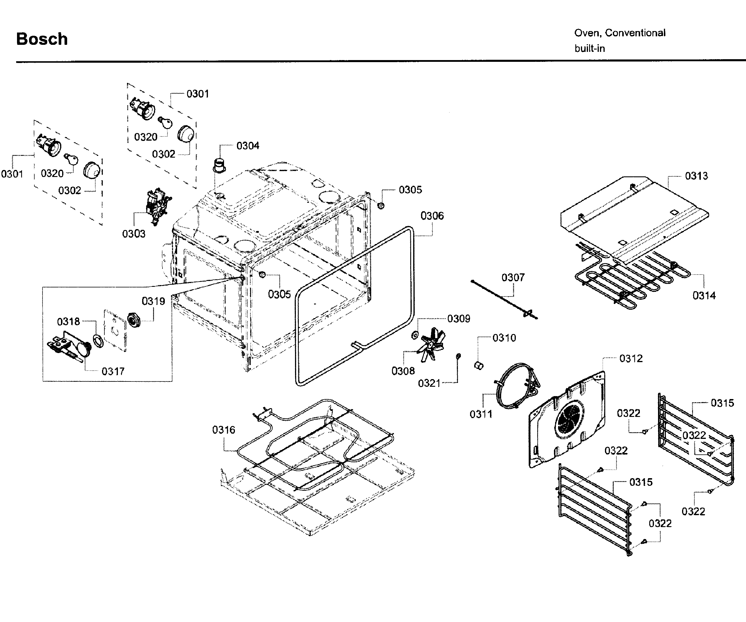 Bosch HBL5620UC/09 inner parts diagram