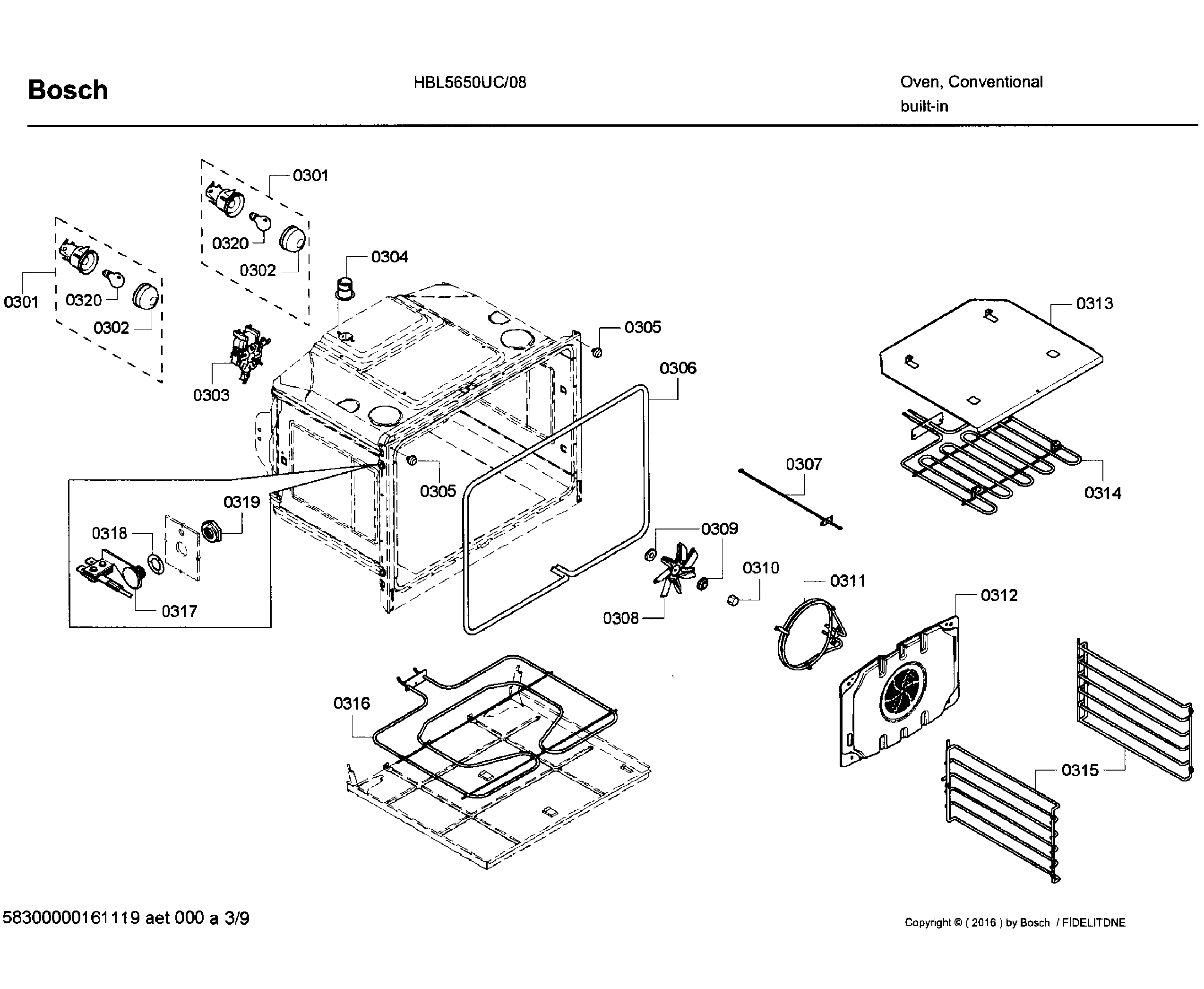 Bosch HBL5650UC/08 inner parts diagram