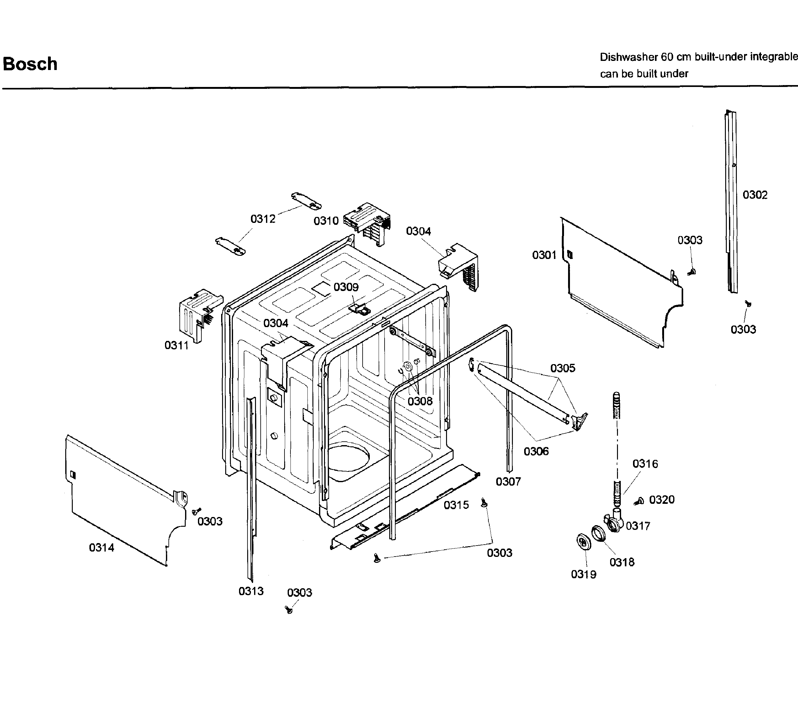 Bosch SHX43C05UC/46 frame diagram