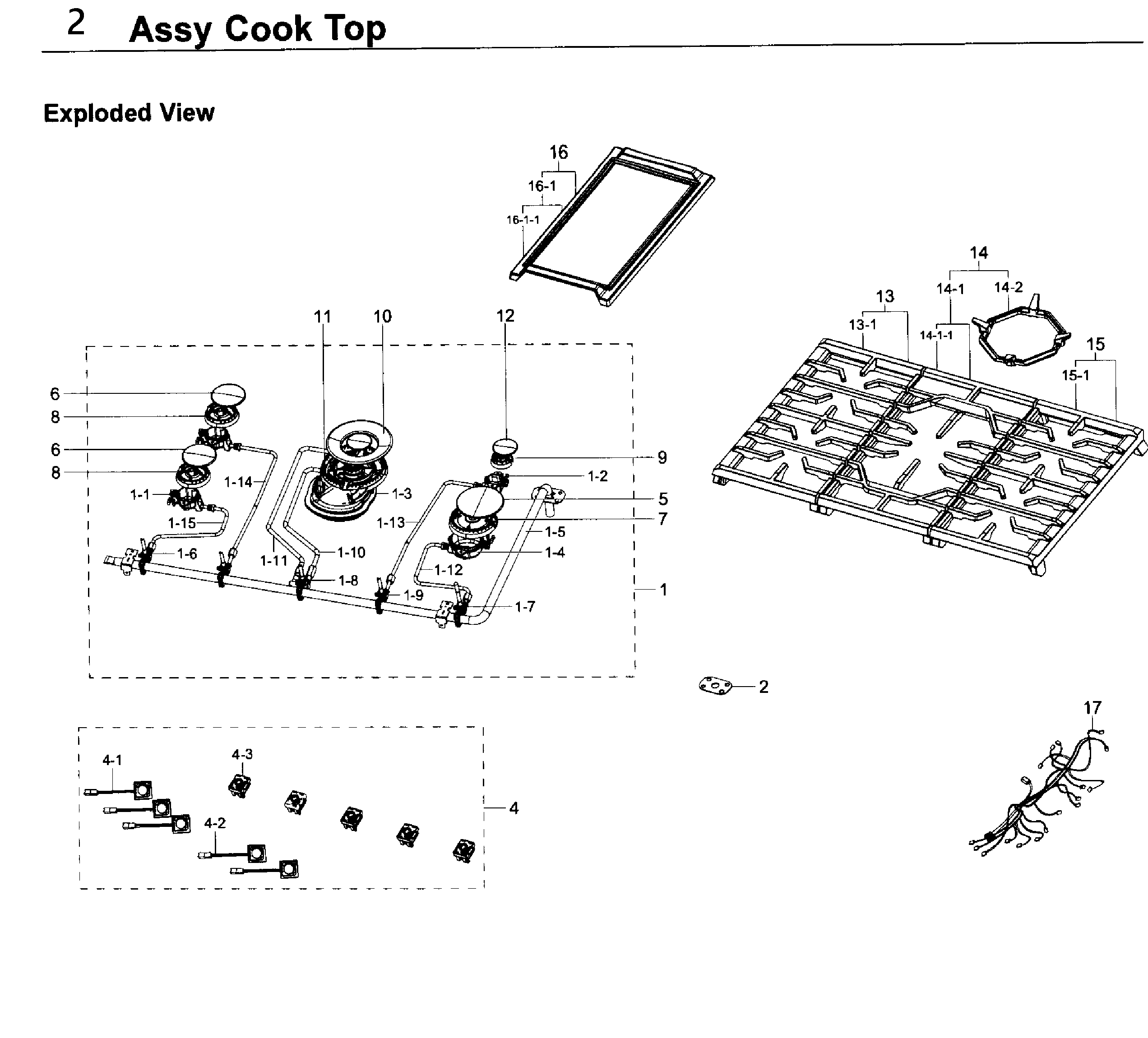 Samsung NA36K7750TS/AA-00 cooktop diagram