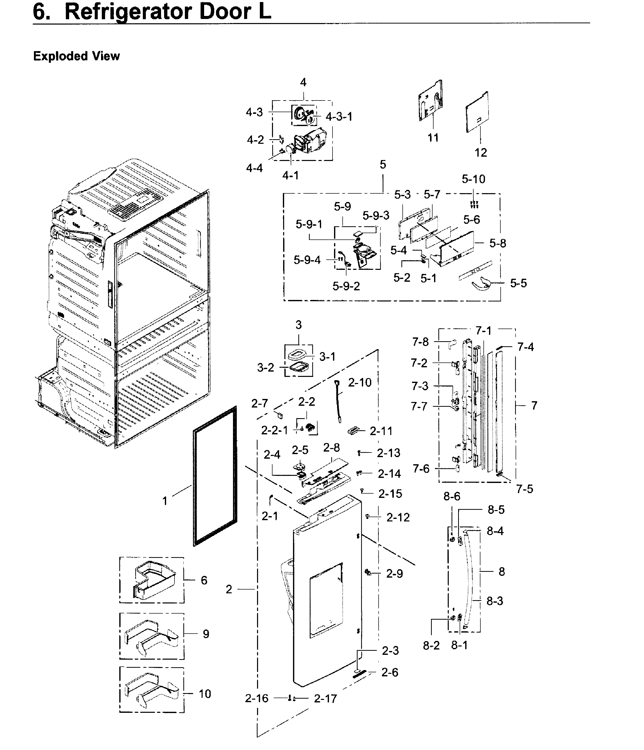 Samsung RF28JBEDBSR/AA-06 fridge door l diagram