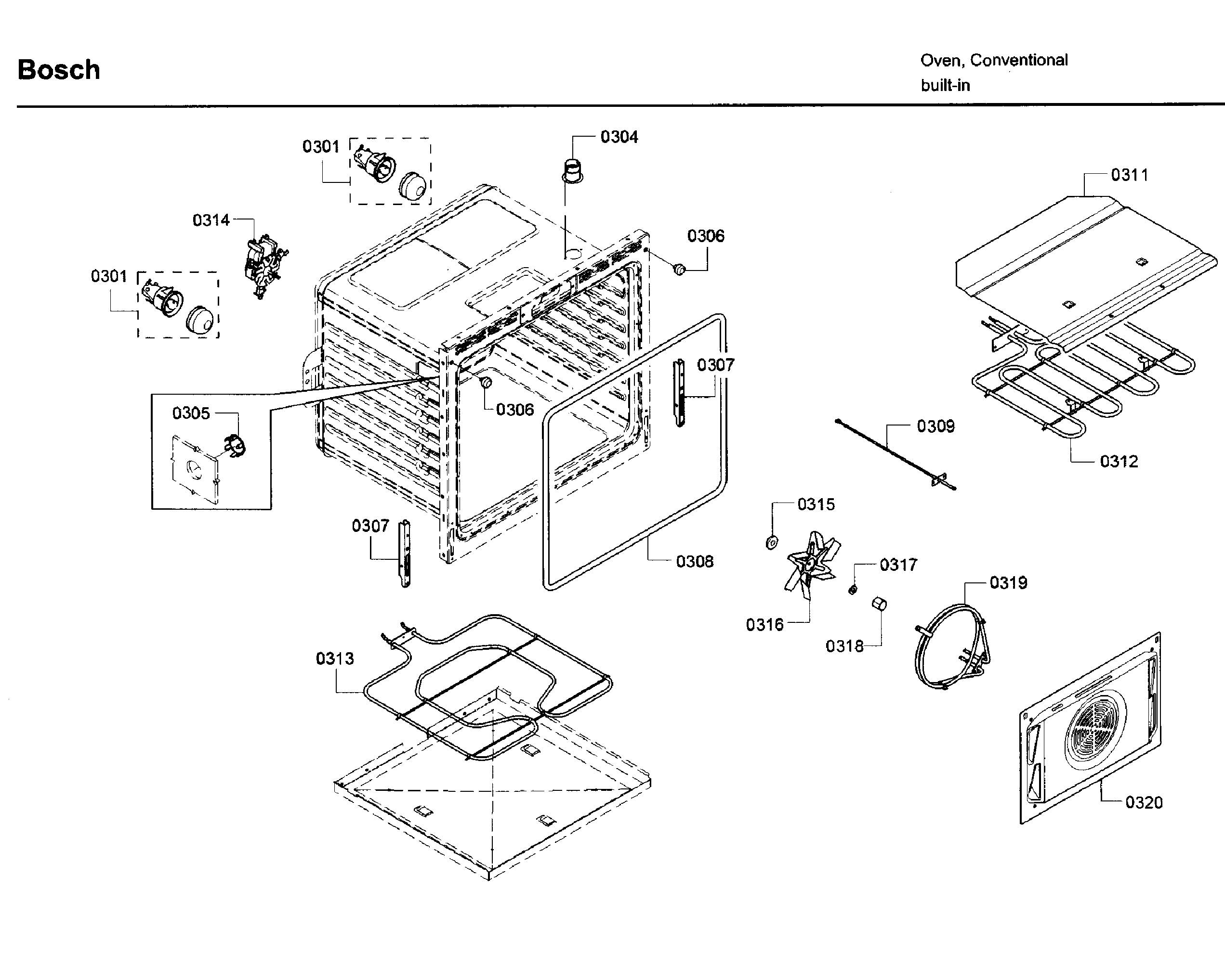 Bosch HBN5451UC/03 inner parts diagram