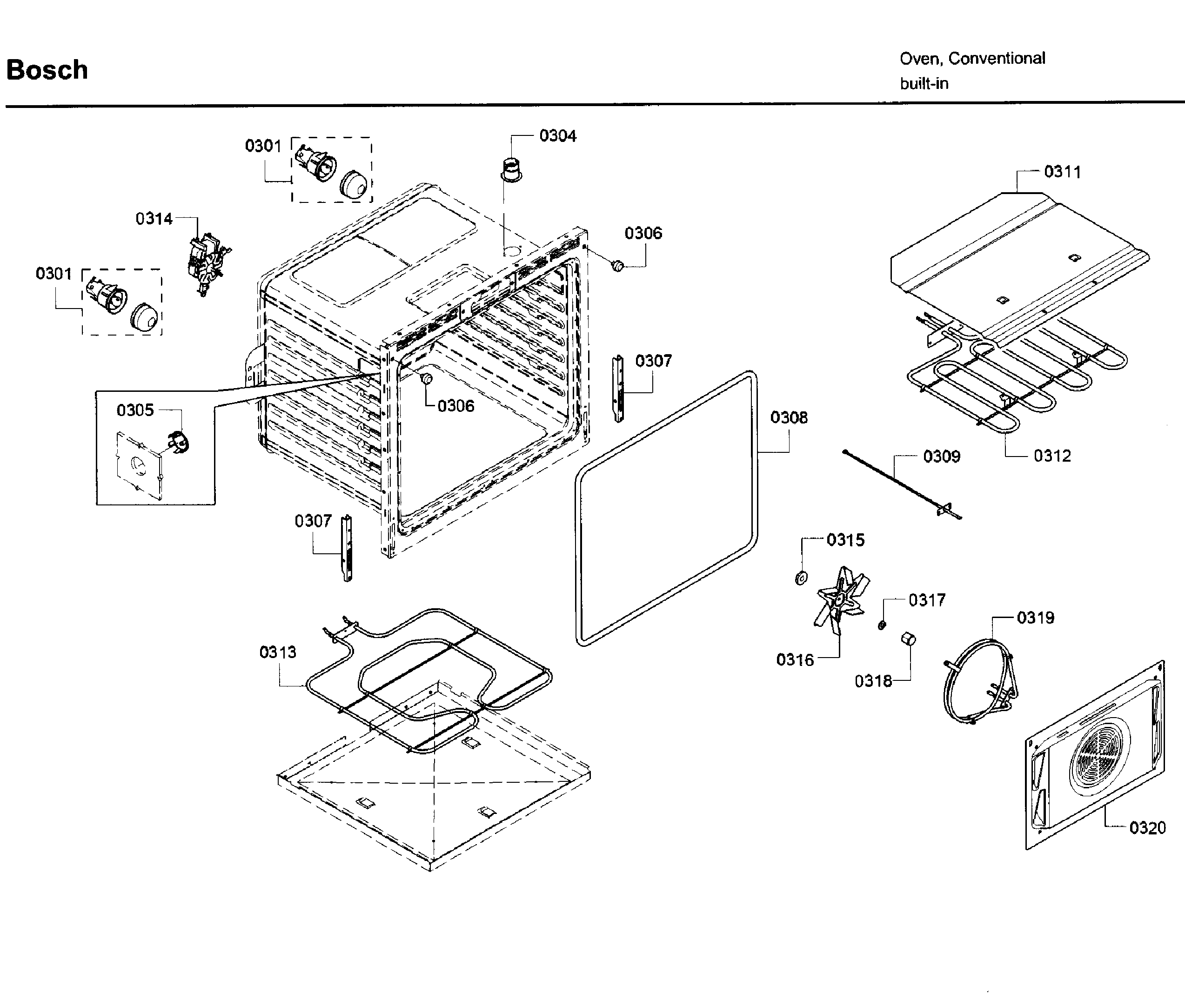Bosch HBN5651UC/03 inner parts diagram