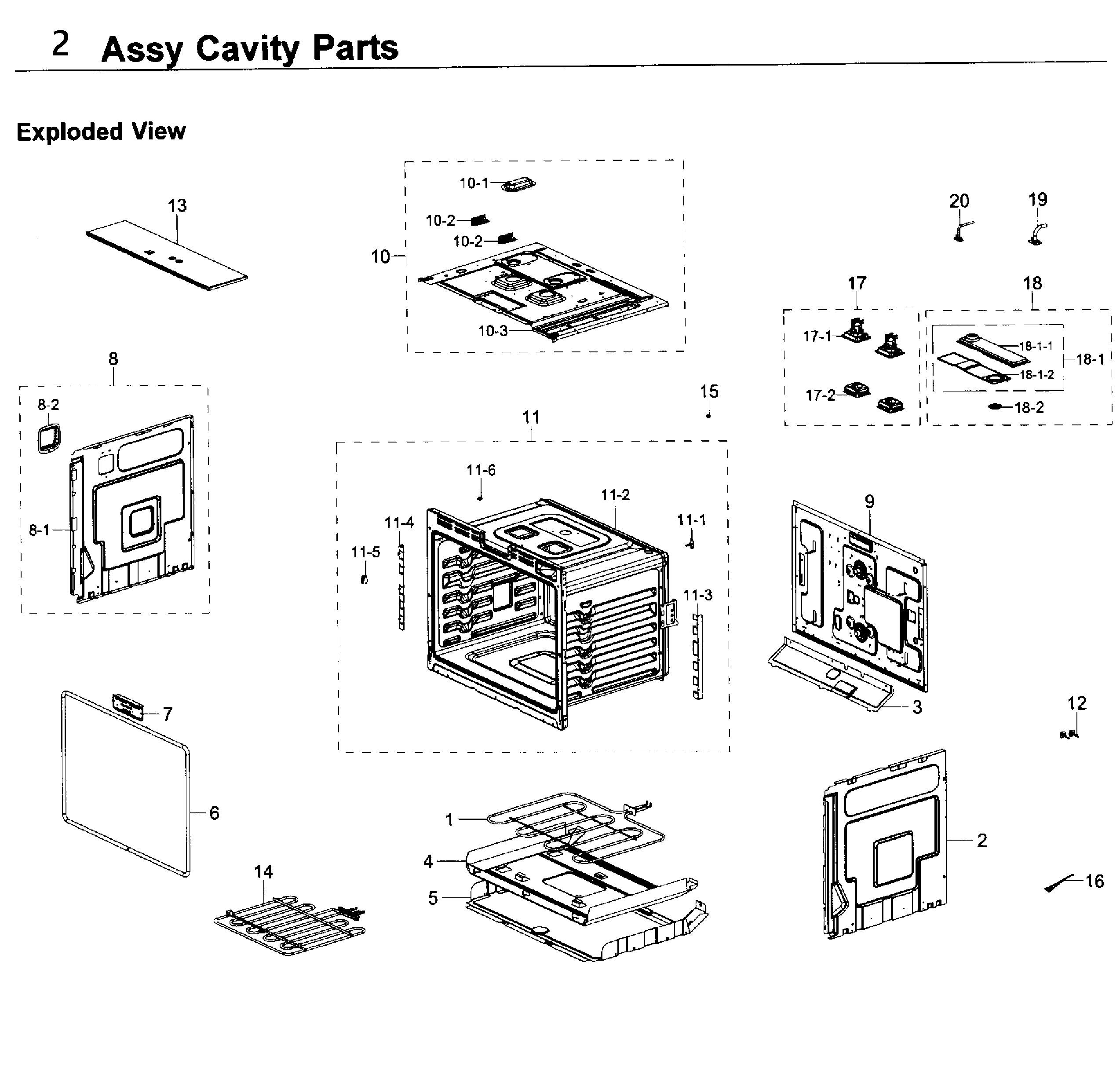 Samsung NV51K6650SS/AA-00 cavity parts diagram