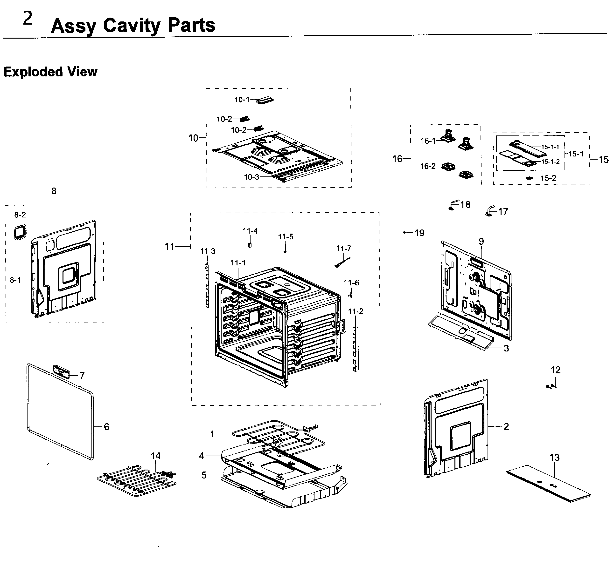 Samsung NV51K6650DG/AA-00 cavity parts diagram