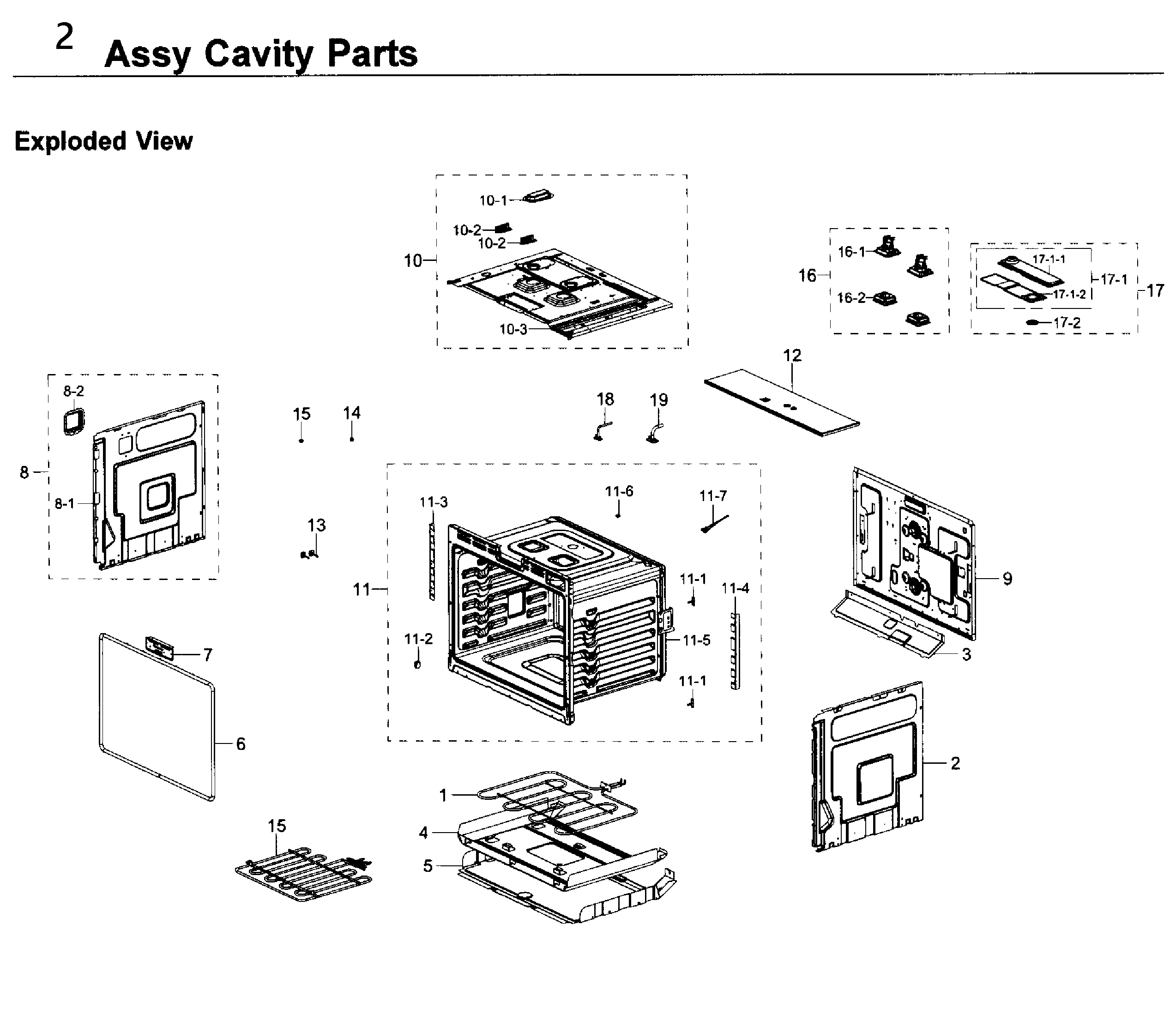 Samsung NV51K7770SG/AA-00 cavity parts diagram
