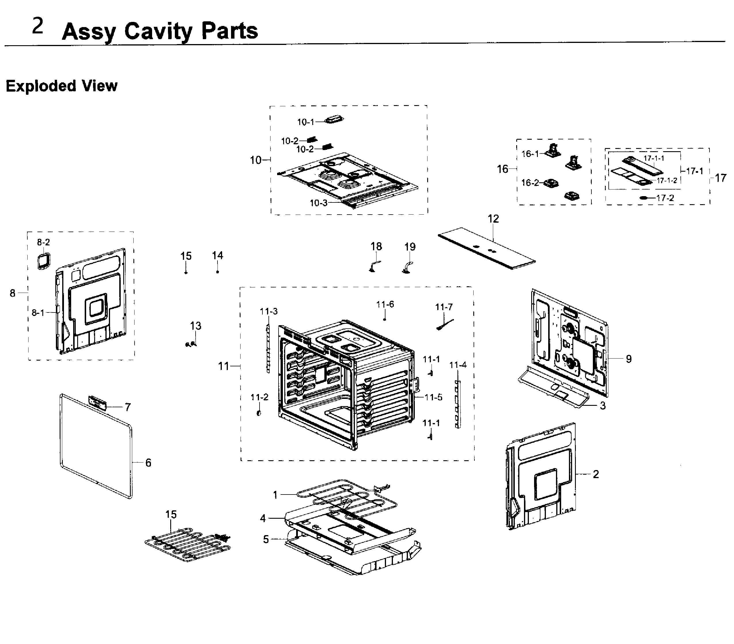 Samsung NV51K7770DS/AA-00 cavity parts diagram