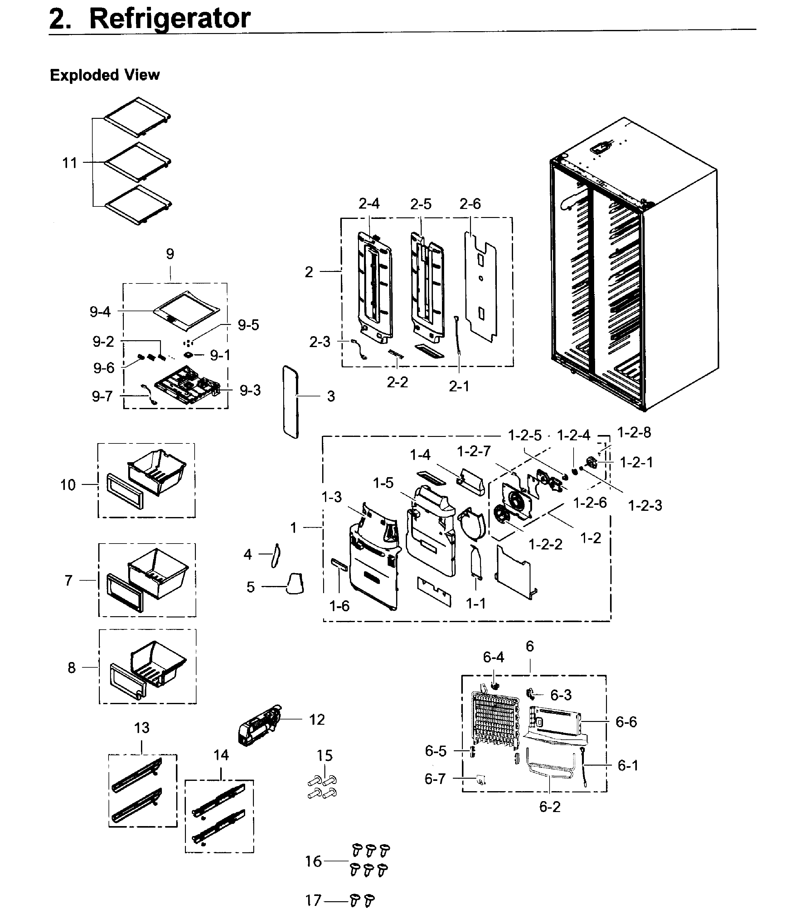 Samsung RS25H5121SR/AA-01 refrigerator diagram