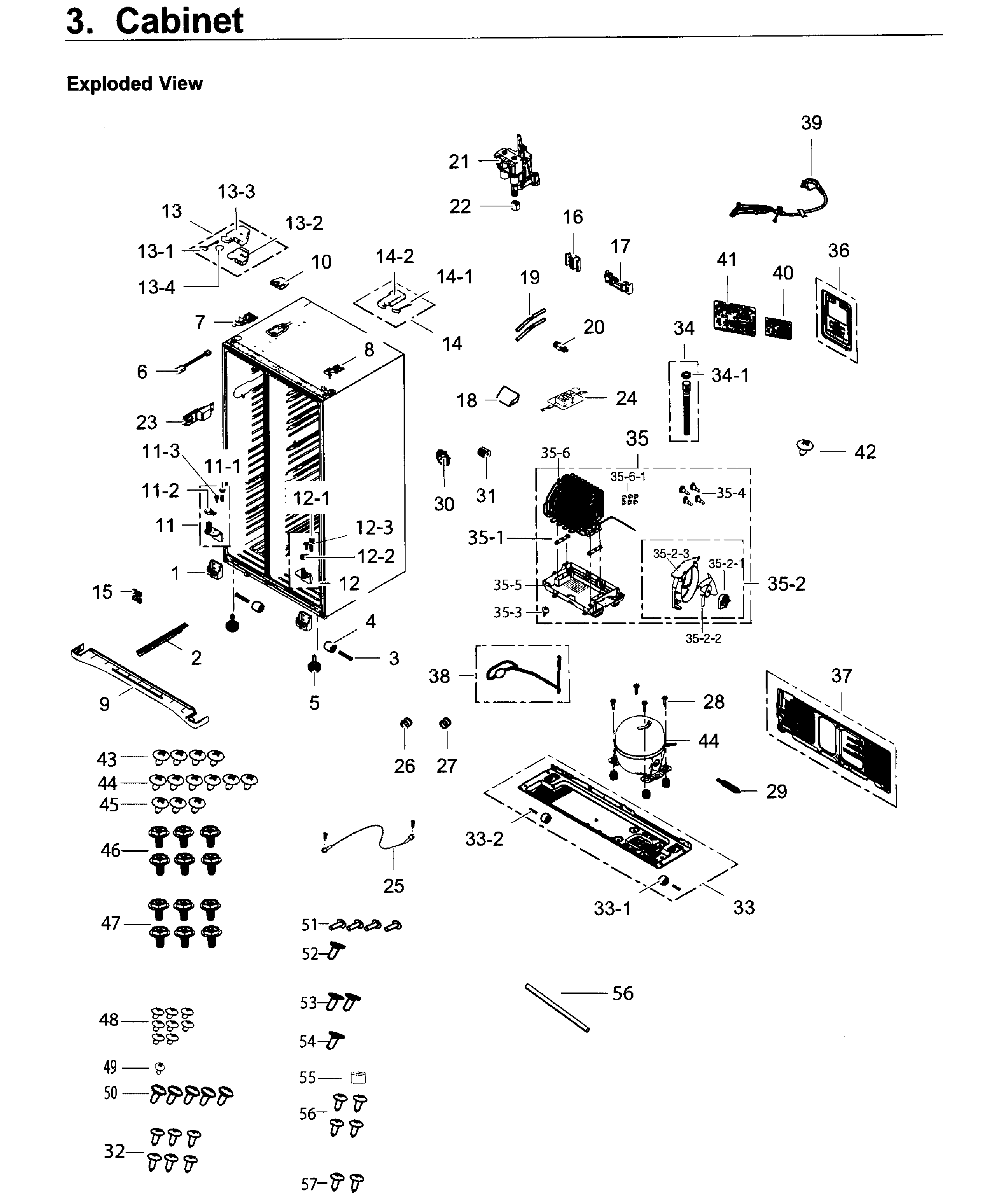 Samsung RS25H5121SR/AA-01 cabinet diagram