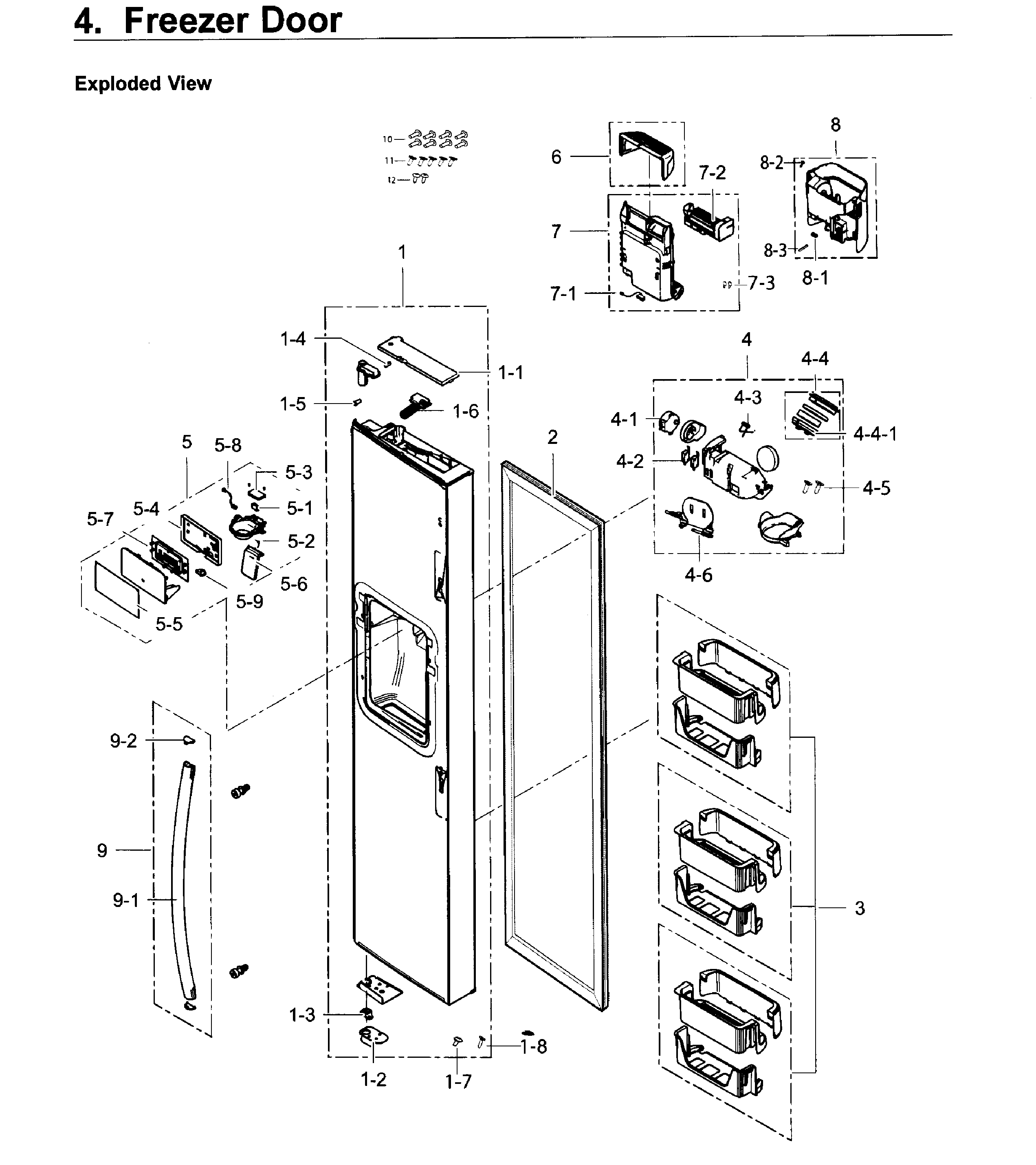 Samsung RS25H5121SR/AA-01 freezer door diagram