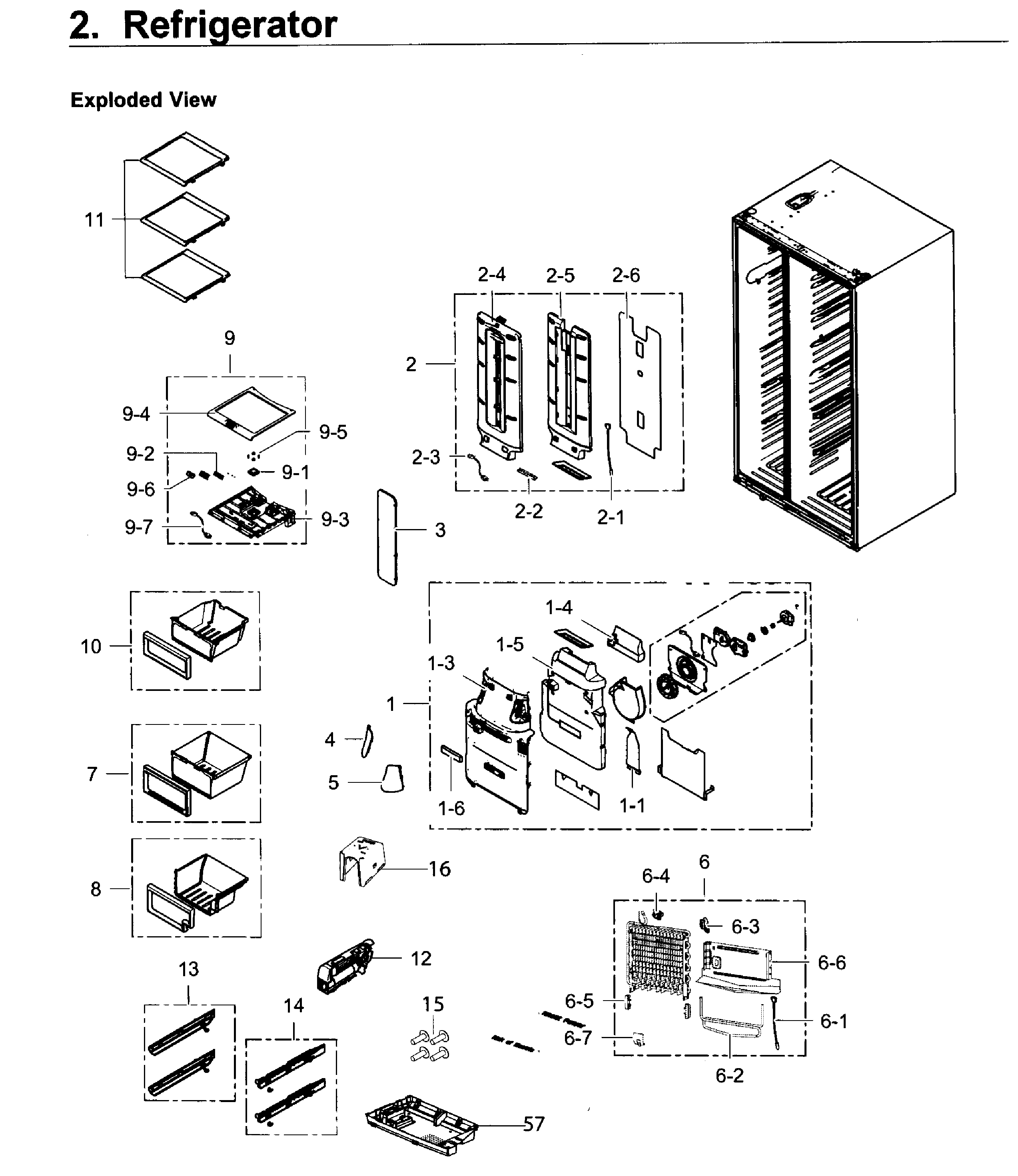 Samsung RS25H5121SR/AA-02 refrigerator diagram