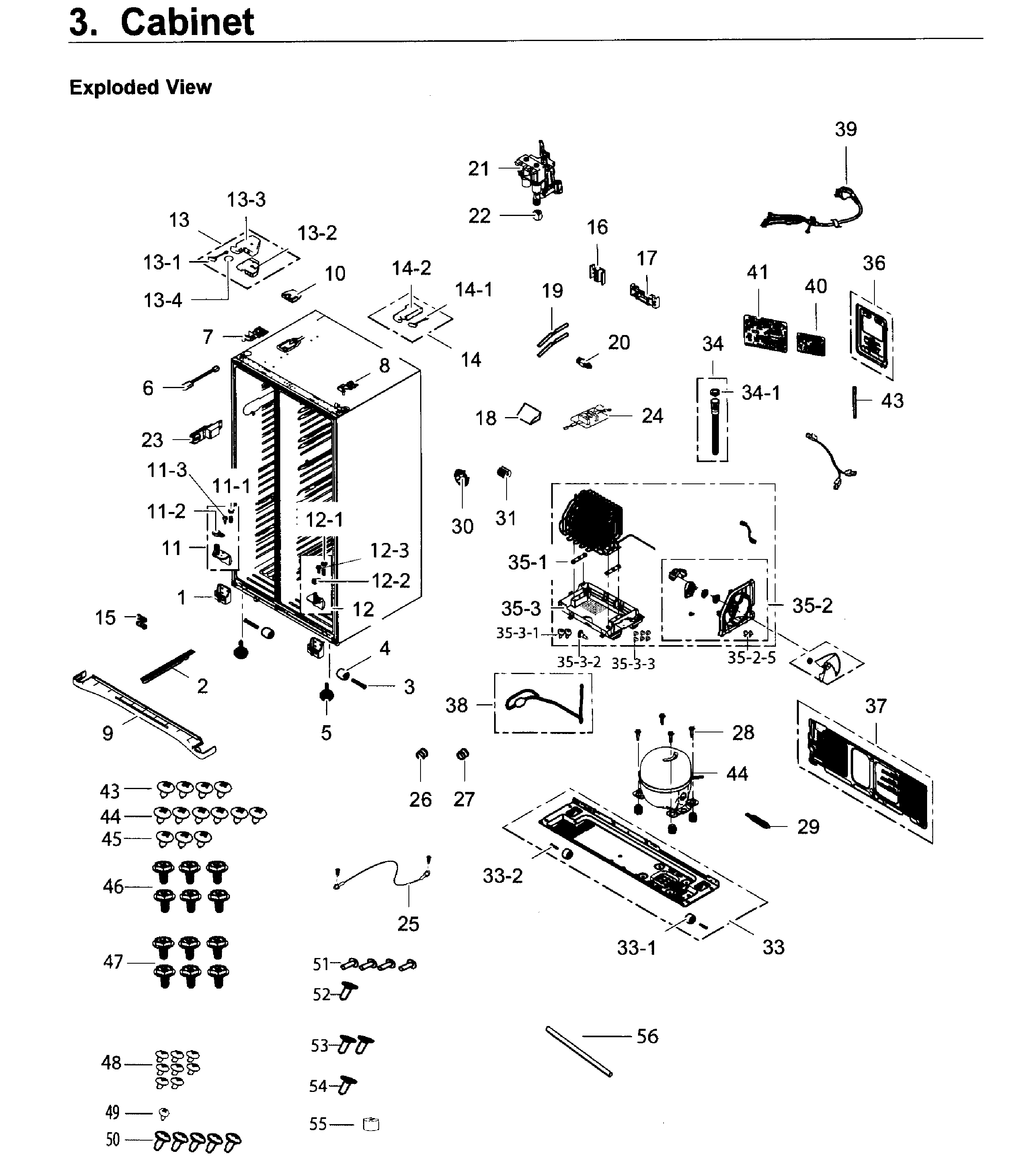 Samsung RS25H5121SR/AA-02 cabinet diagram