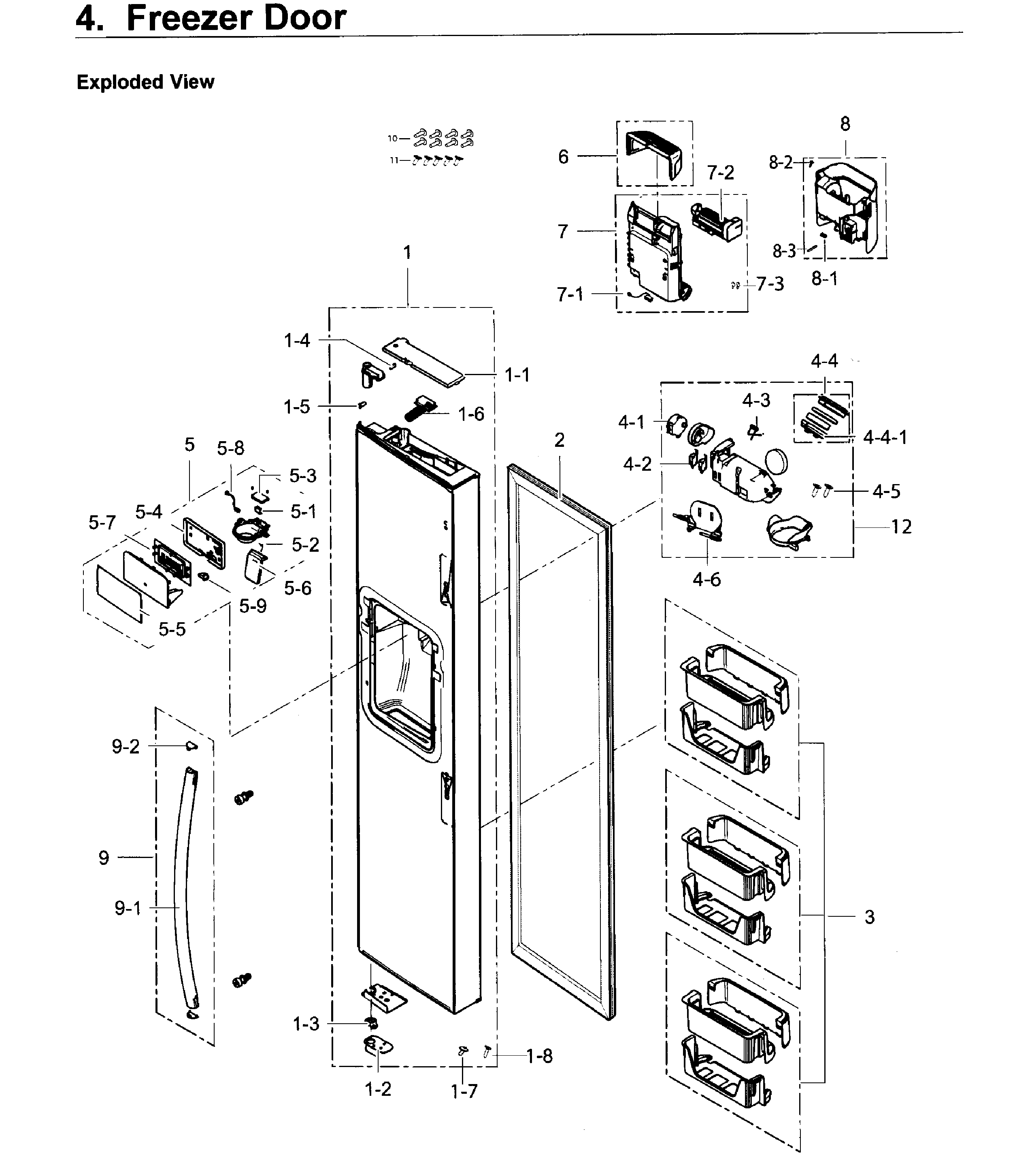 Samsung RS25H5121SR/AA-02 freezer door diagram