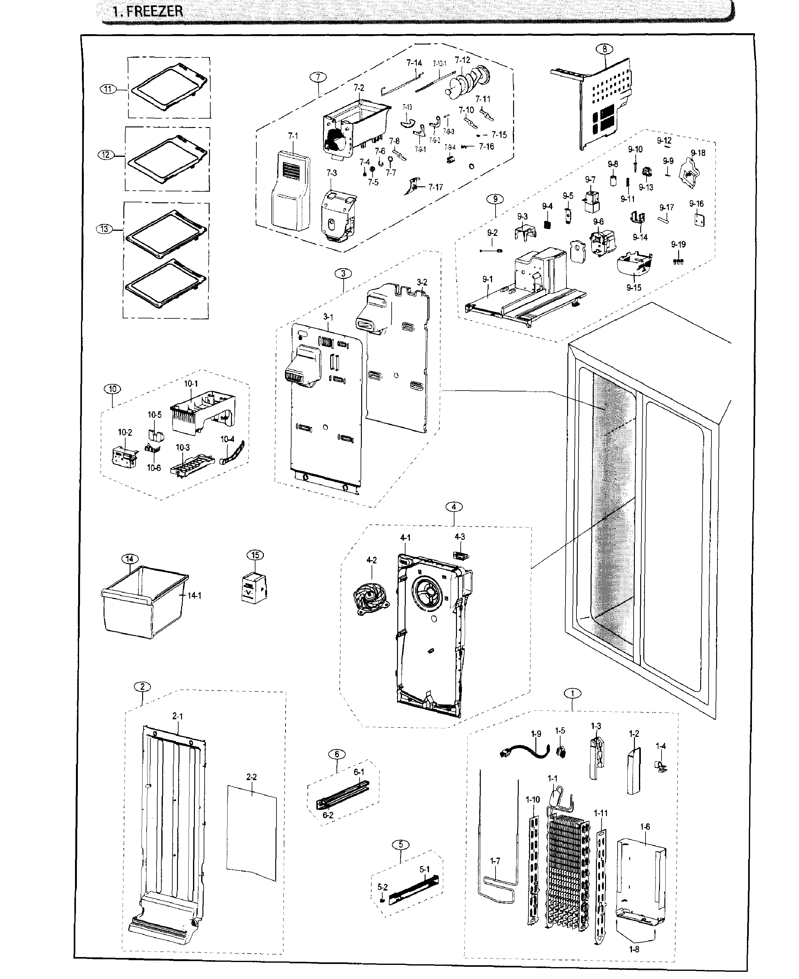 Samsung RS25J500DWW/AA-01 freezer diagram