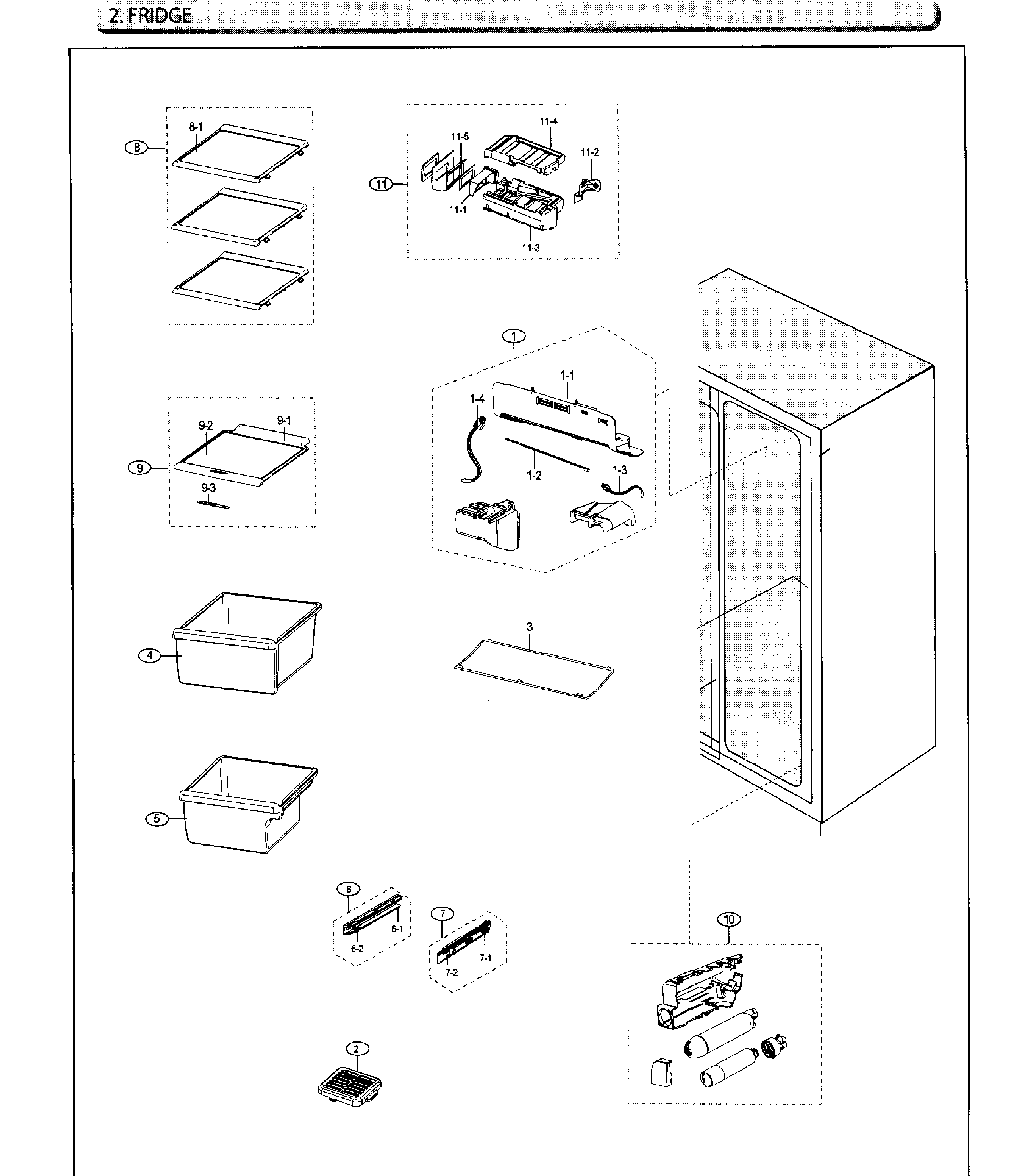 Samsung RS25J500DWW/AA-01 refrigerator diagram