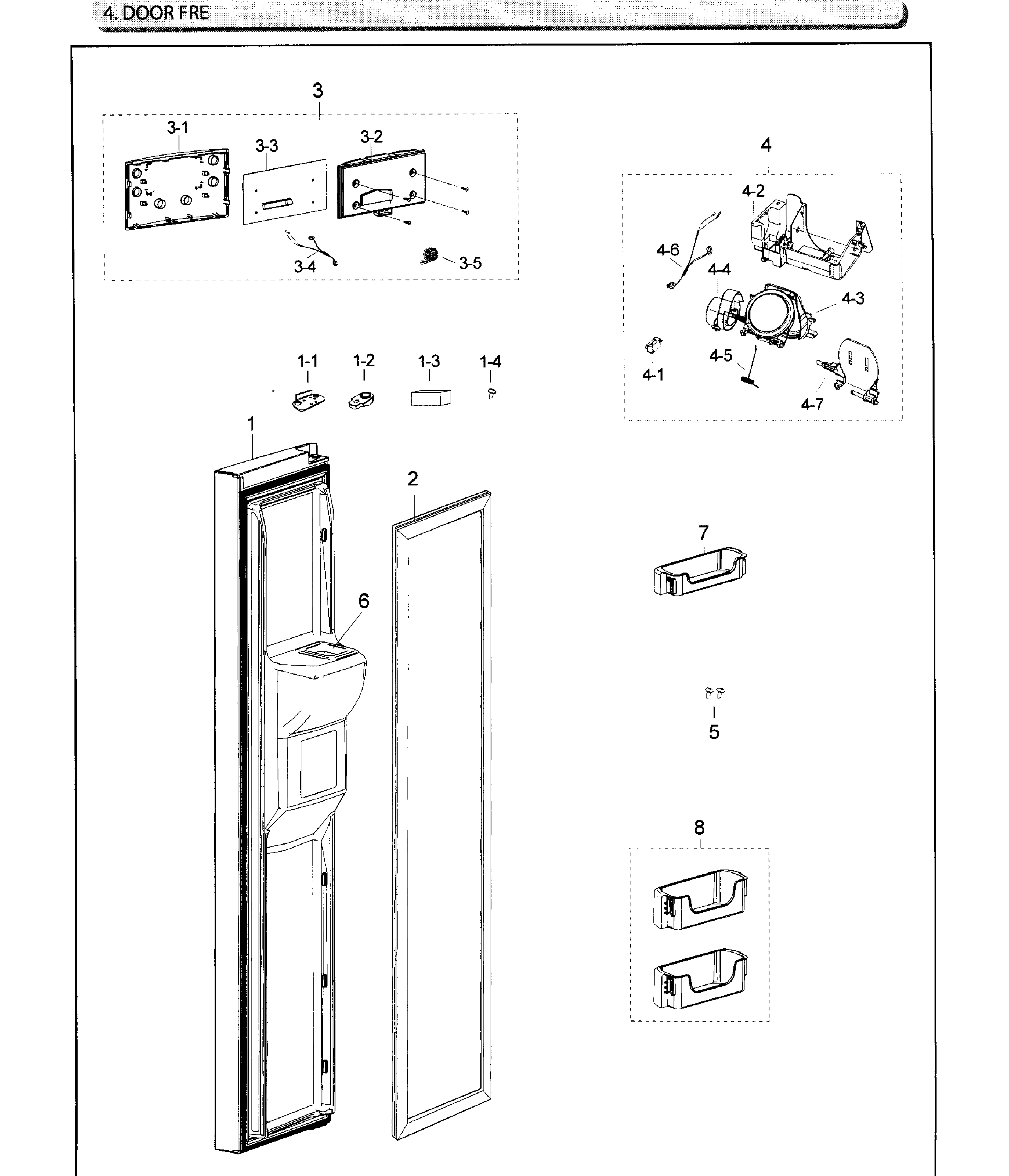 Samsung RS25J500DWW/AA-01 freezer door diagram
