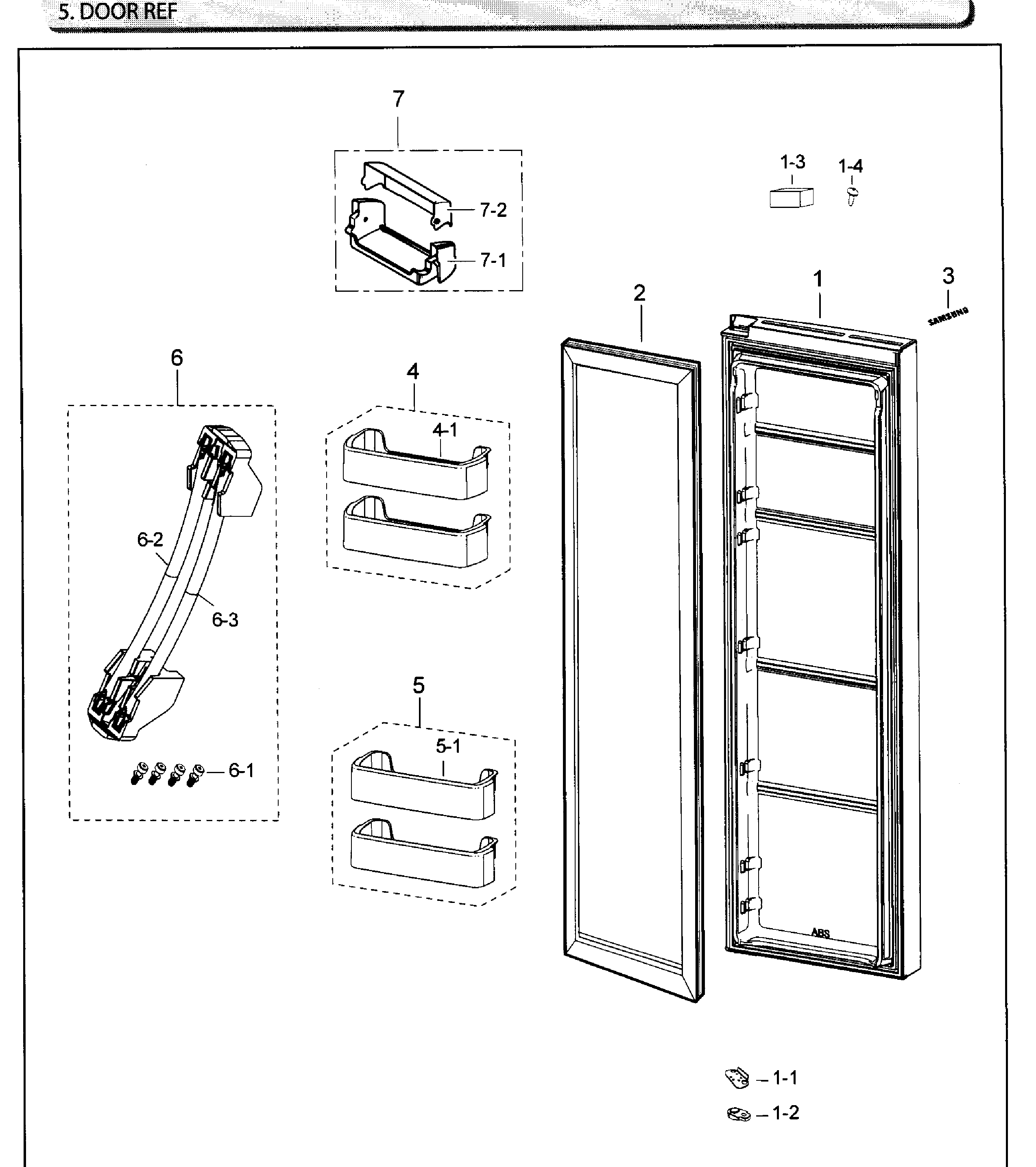 Samsung RS25J500DWW/AA-01 fridge door diagram