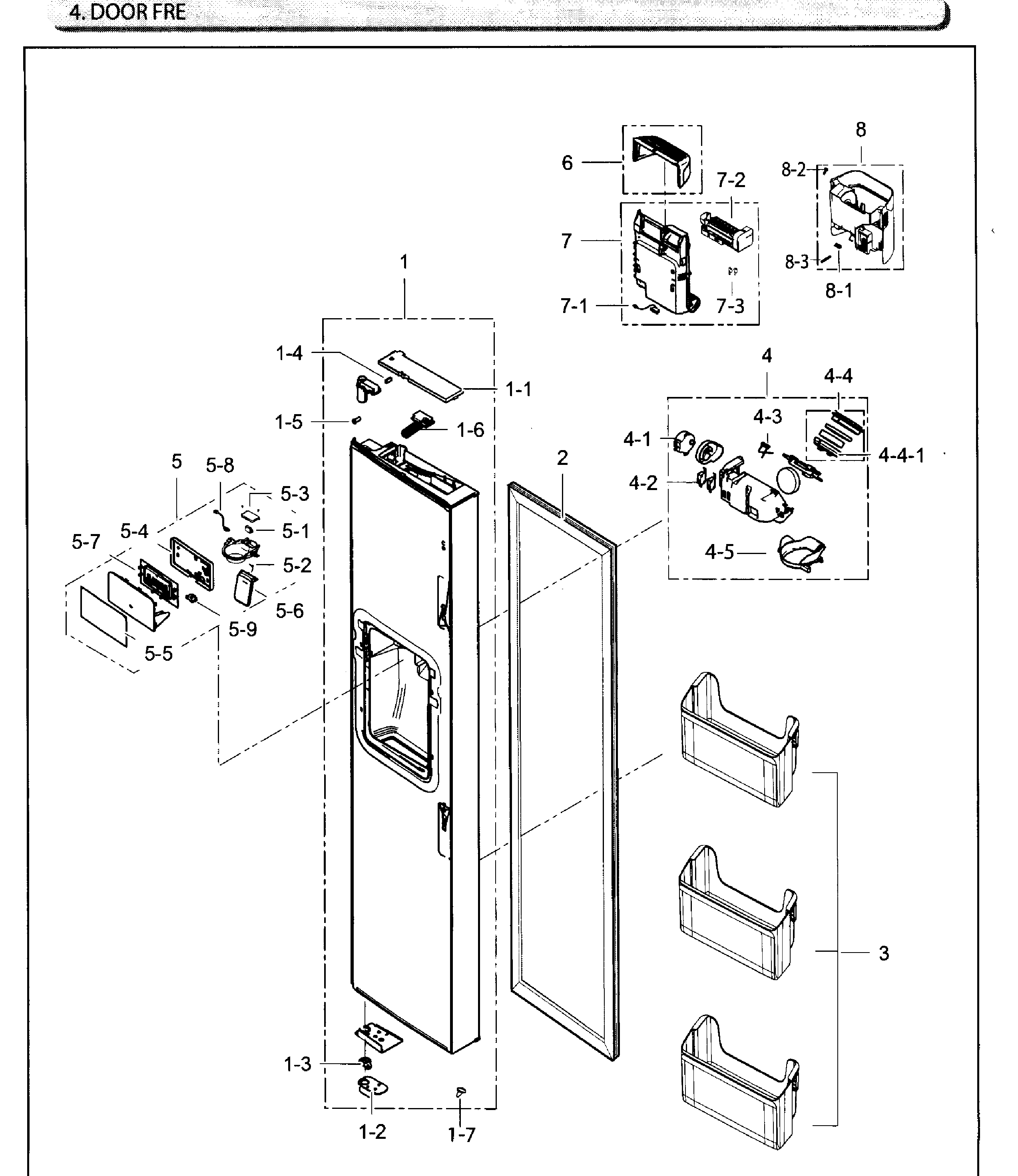 Samsung RH25H5611BC/AA-02 door-freezer diagram