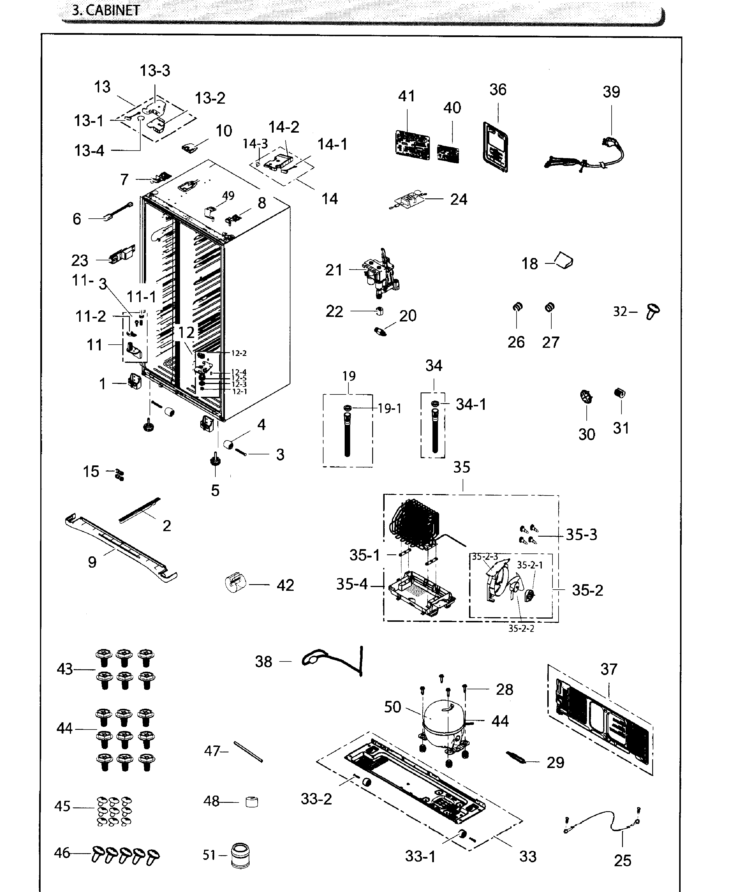 Samsung RH25H5611SG/AA-01 cabinet diagram