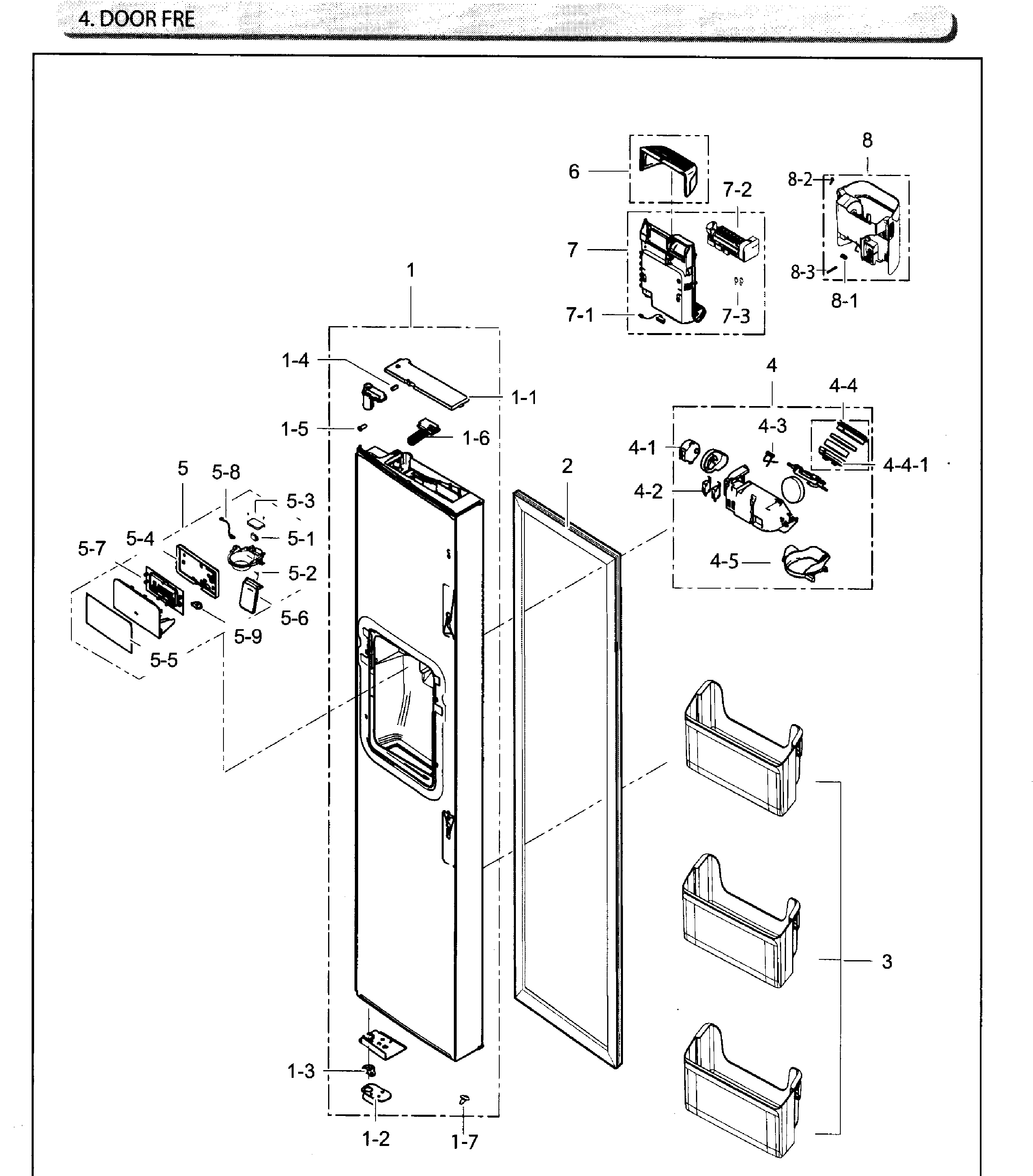 Samsung RH25H5611SG/AA-01 door-freezer diagram
