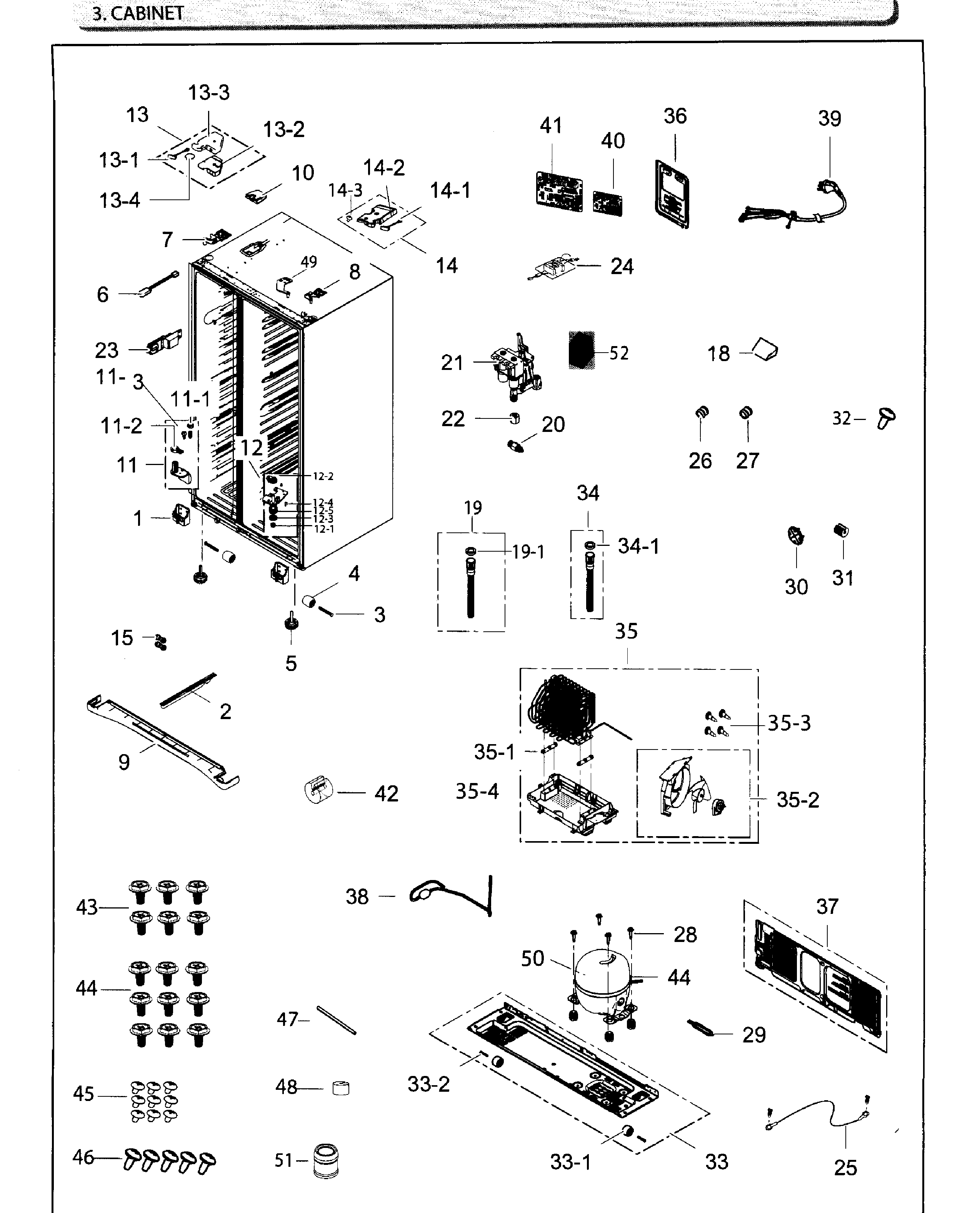 Samsung RH25H5611SR/AA-02 cabinet diagram