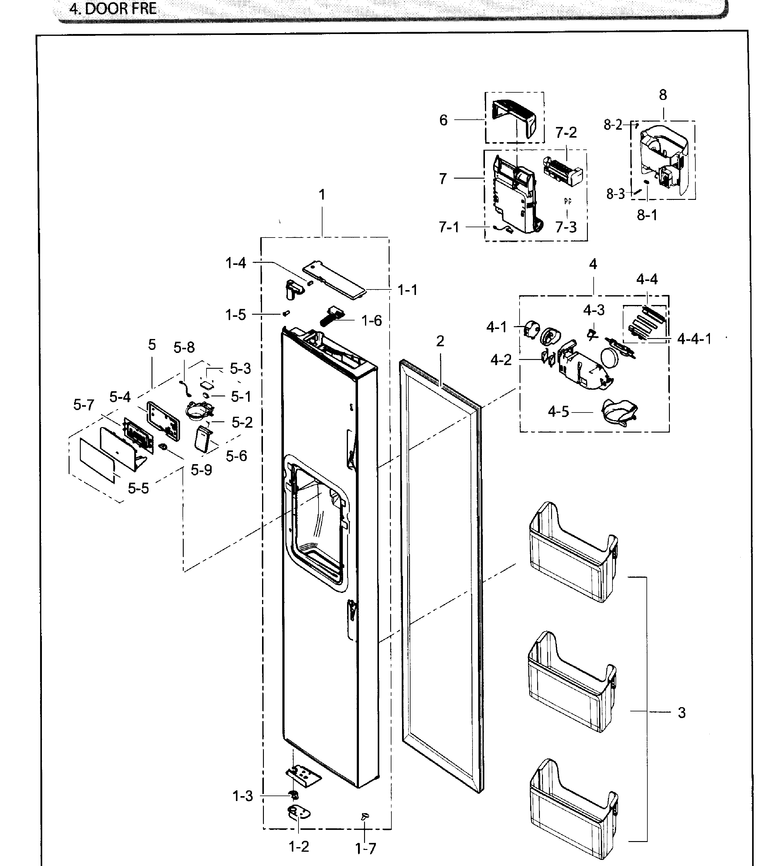 Samsung RH25H5611SR/AA-02 door-freezer diagram