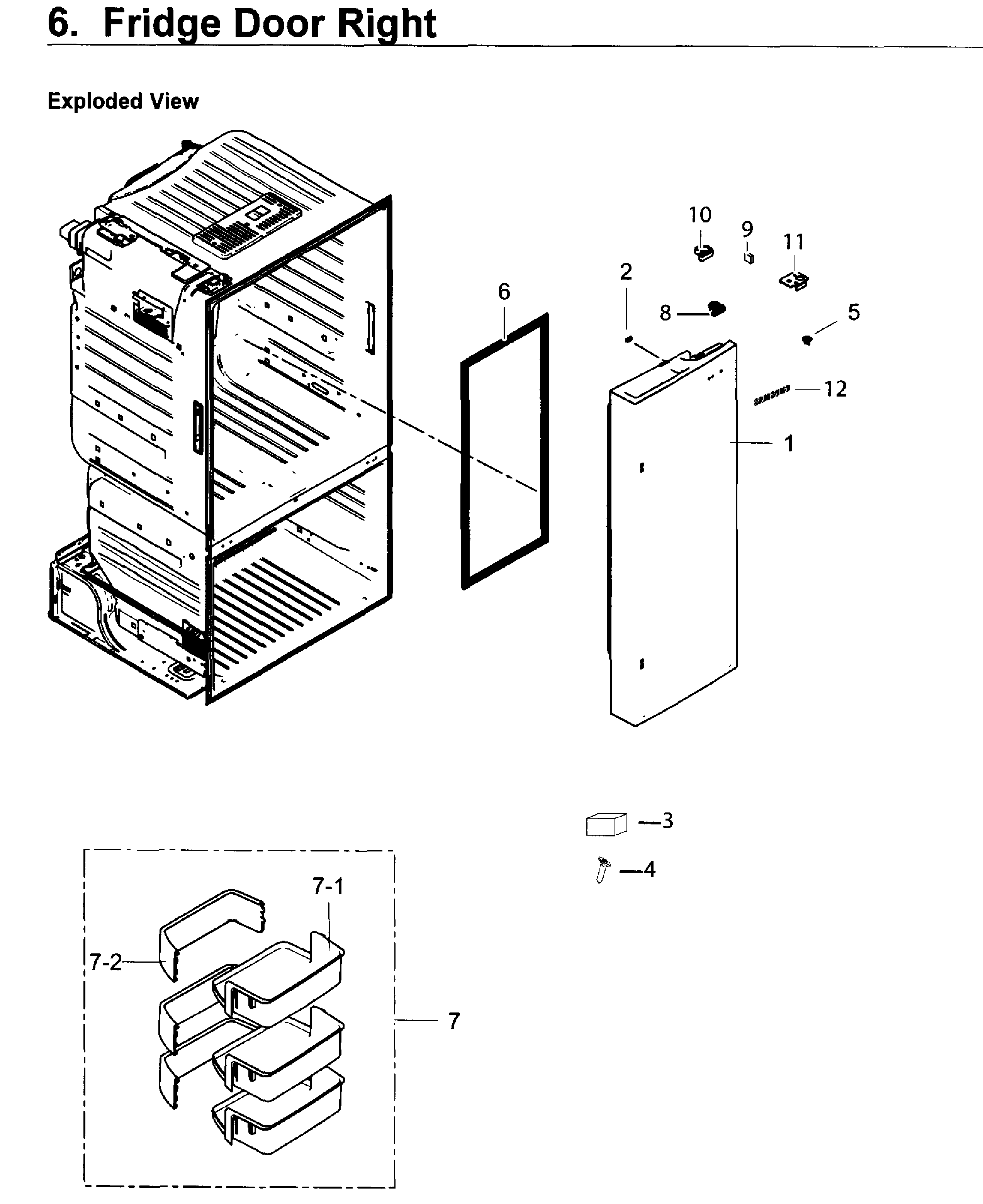Samsung RF263BEAESR/AA-03 door ref outer diagram