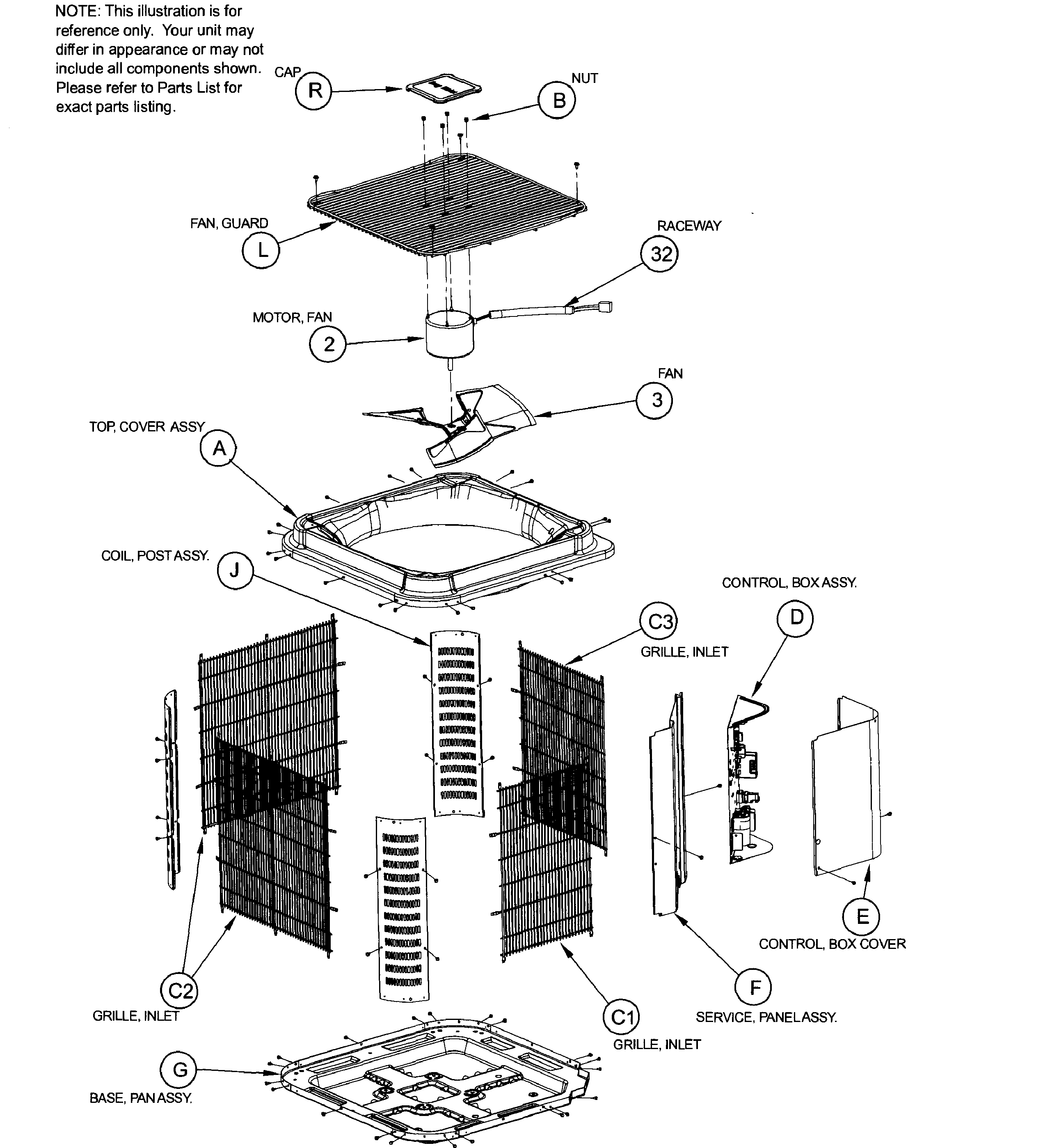 ICP H4H436GKD100 outer parts diagram