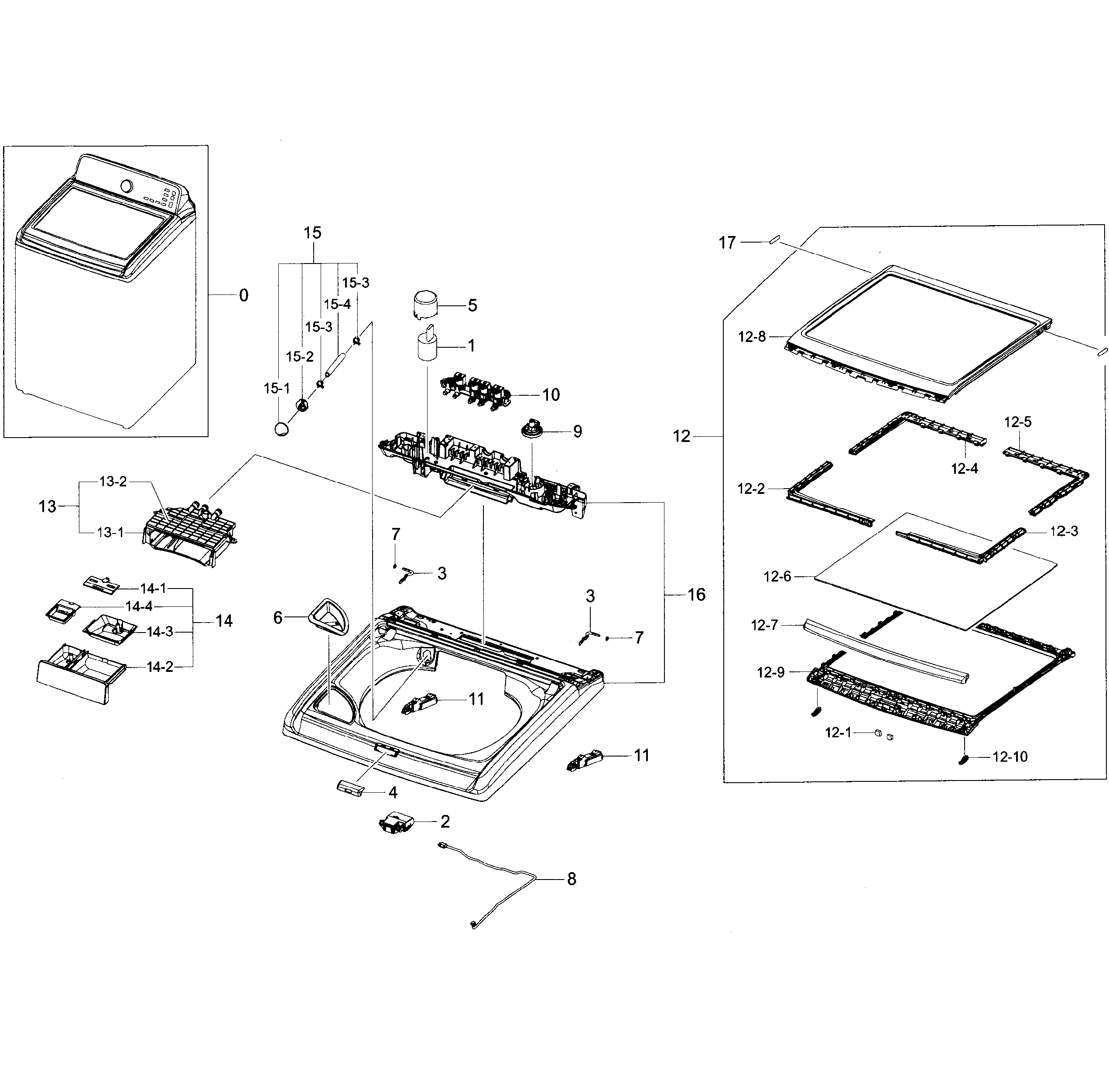 Samsung WA45H7000AP/A2-00 top cover diagram