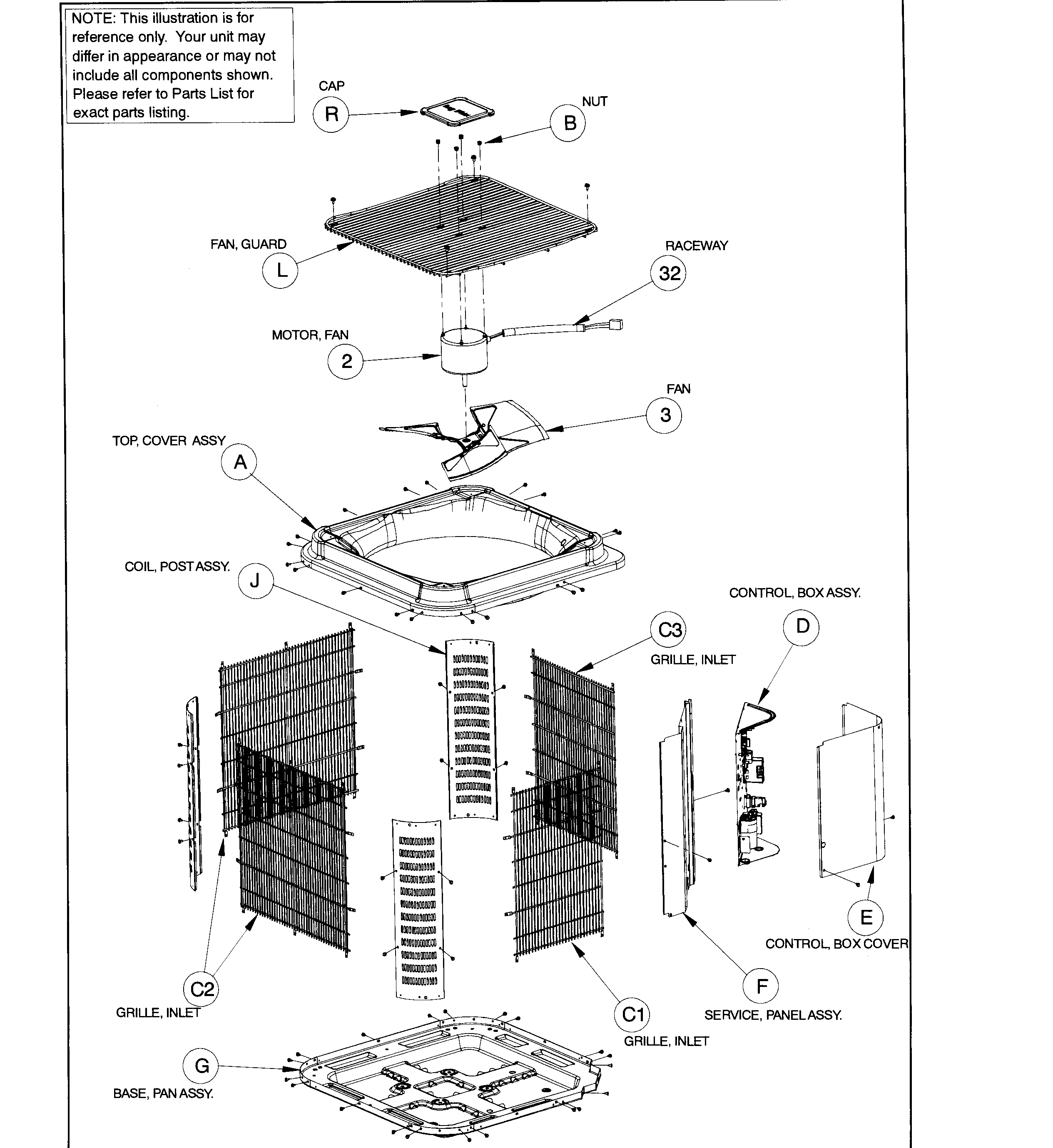 ICP TXA630GKA100 outer parts diagram