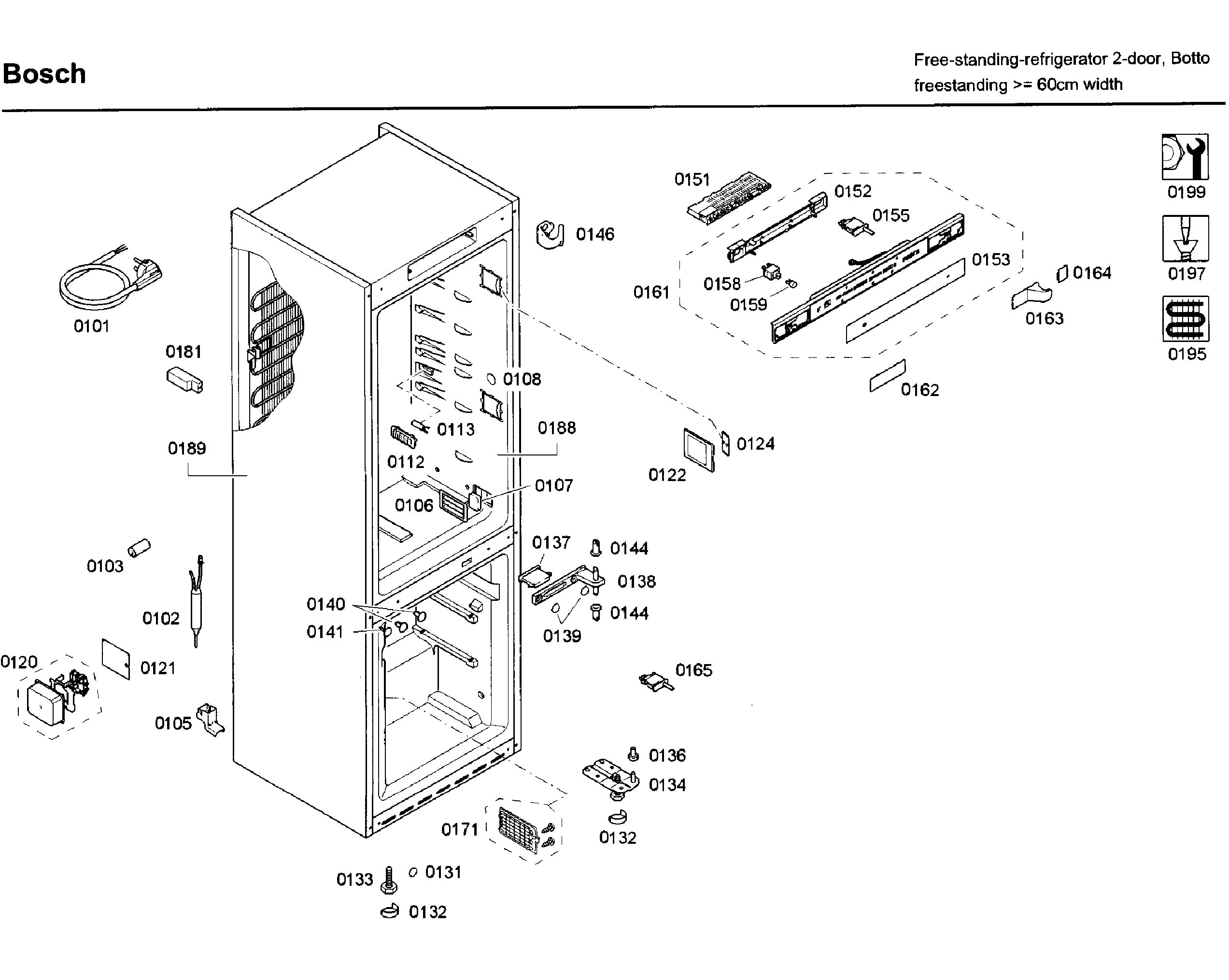 Bosch B11CB81SSS/03 cabinet diagram