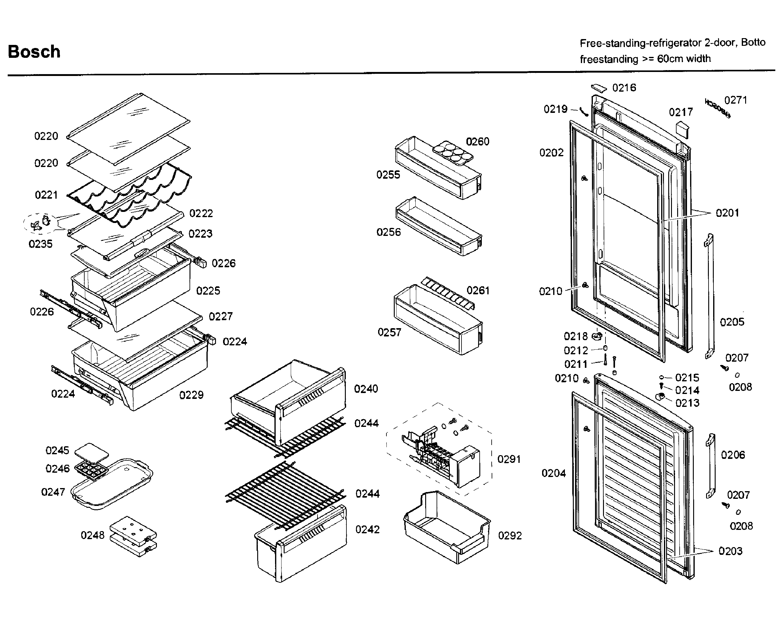 Bosch B11CB81SSS/03 door/drawer asy diagram