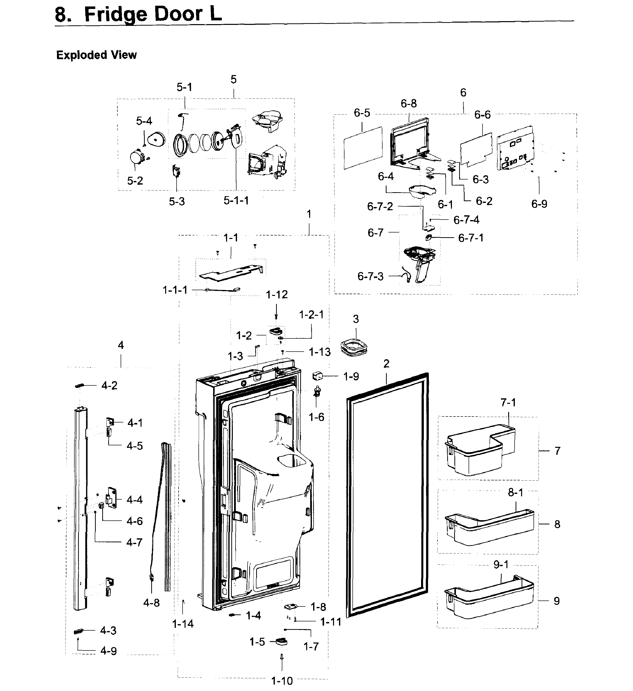 Samsung RF23J9011SR/AA-07 fridge door l diagram
