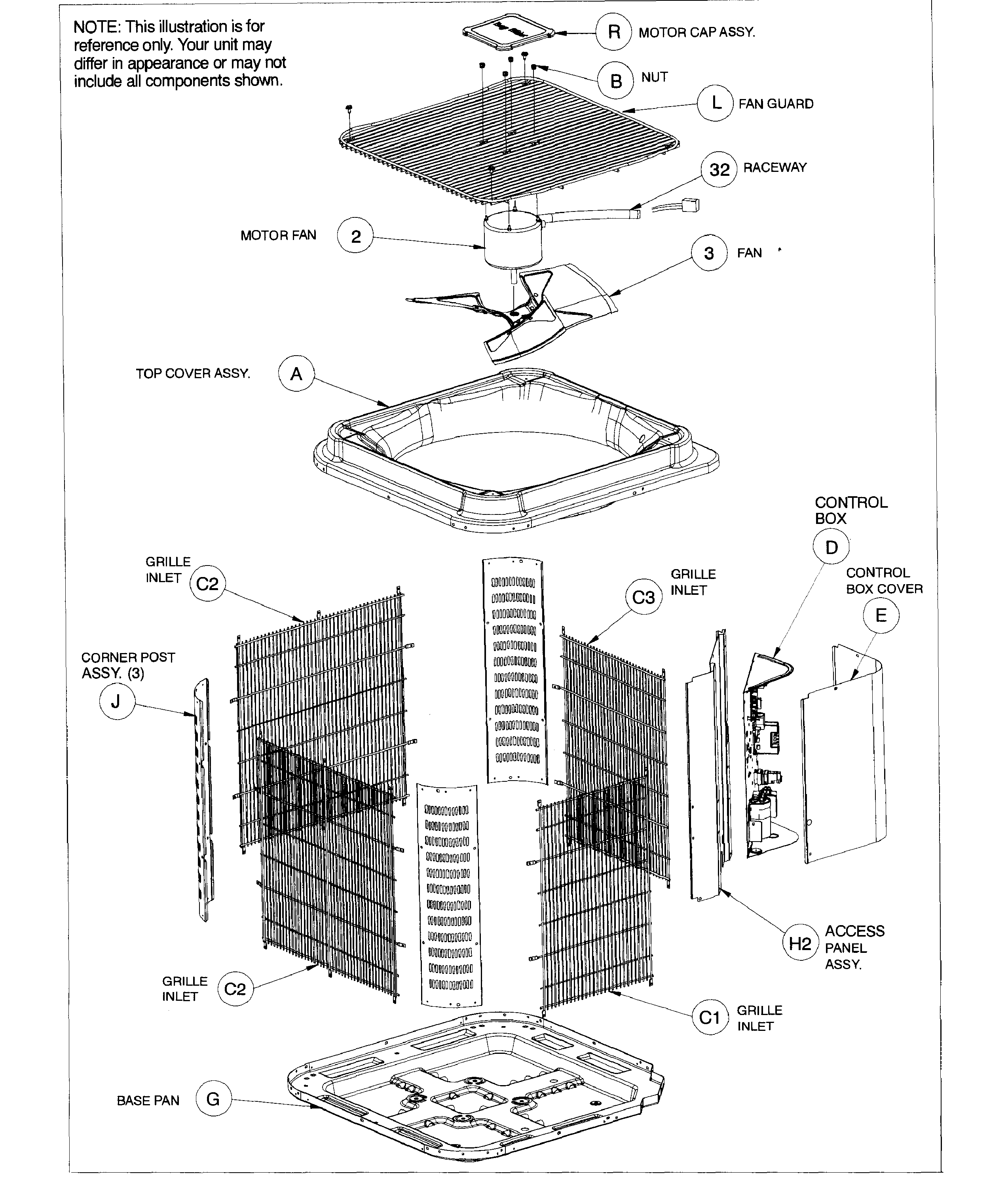 ICP TCA960GKA100 outer parts diagram