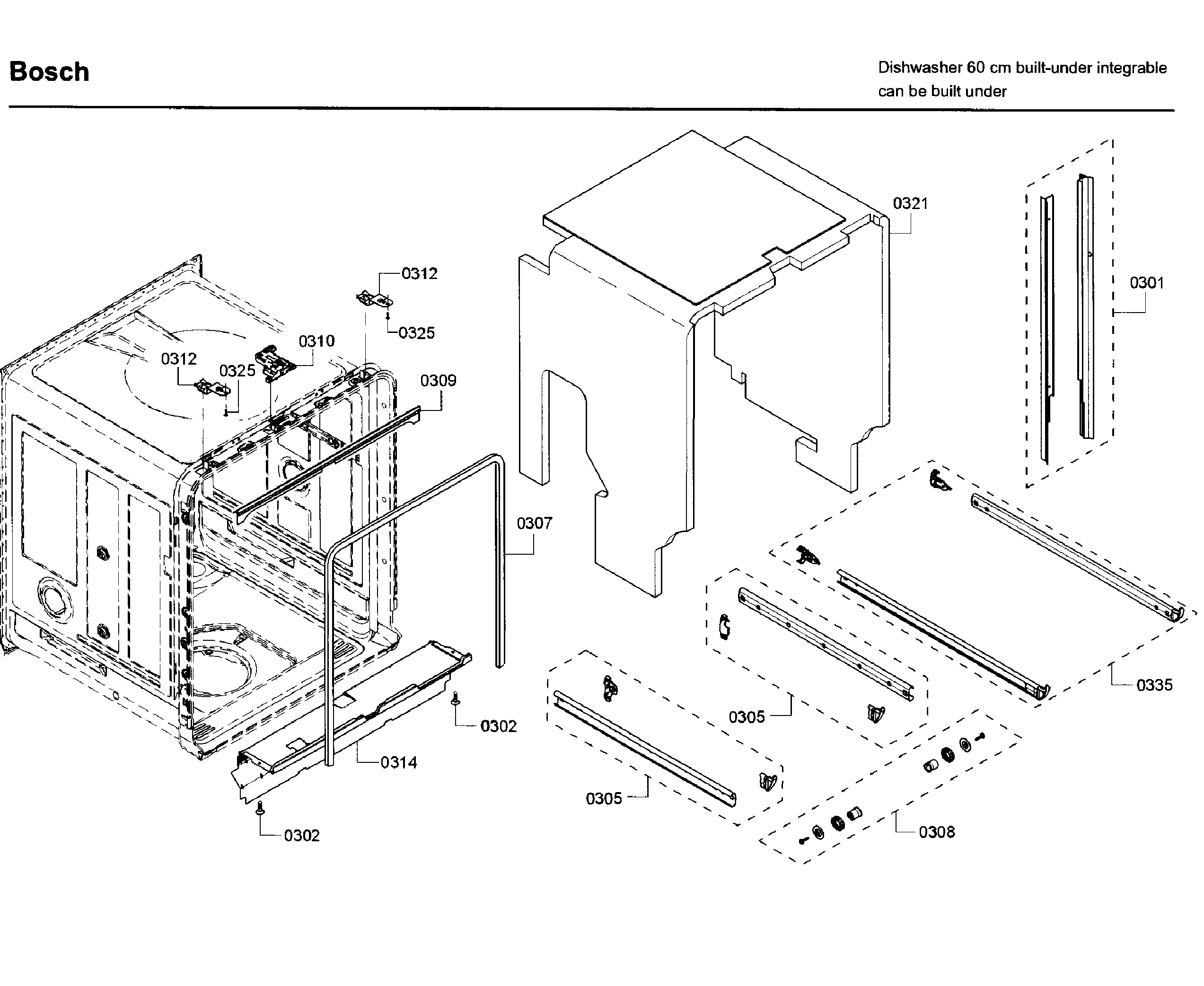 Bosch SHX65T55UC/09 frame diagram