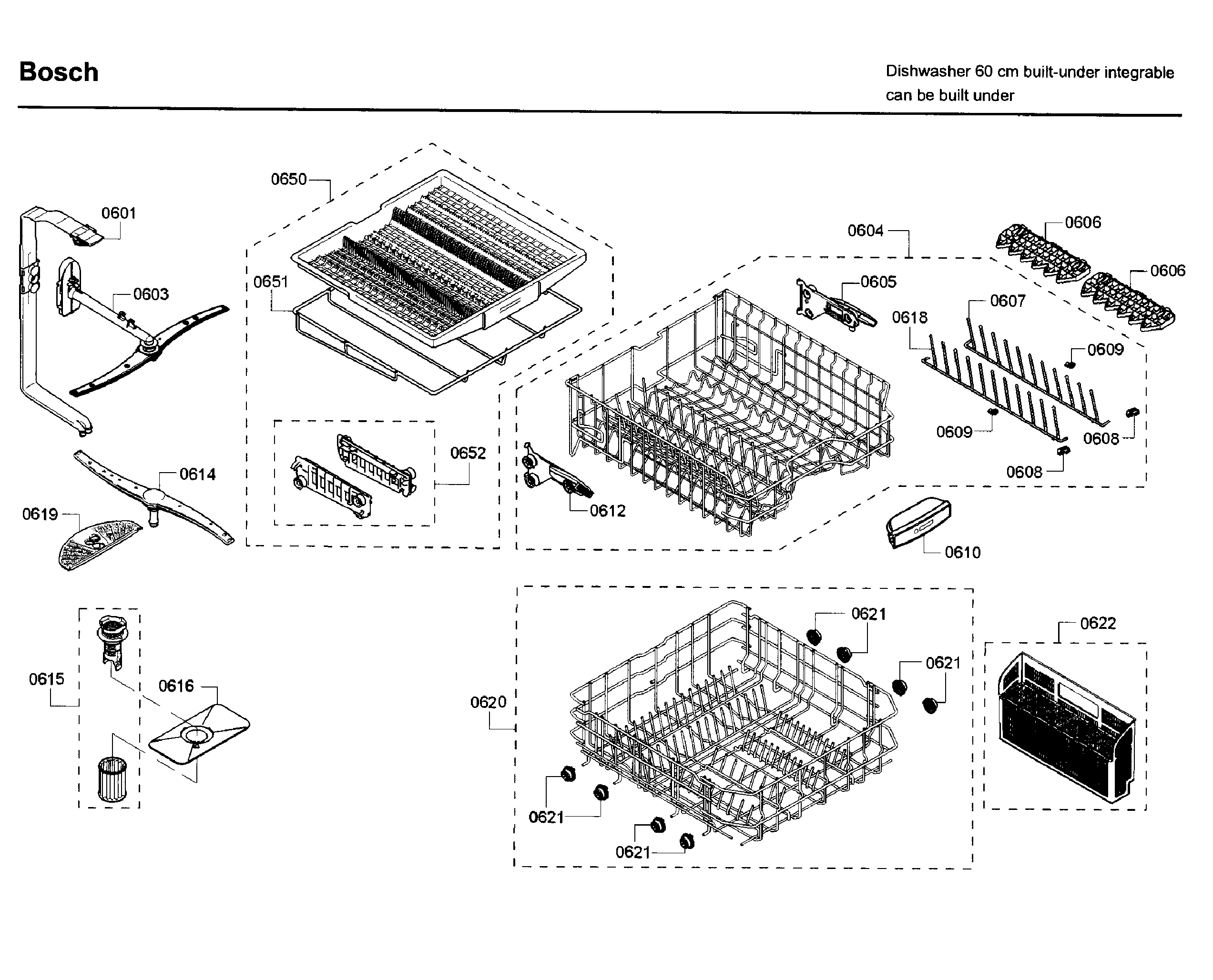 Bosch SHX65T55UC/09 rack diagram