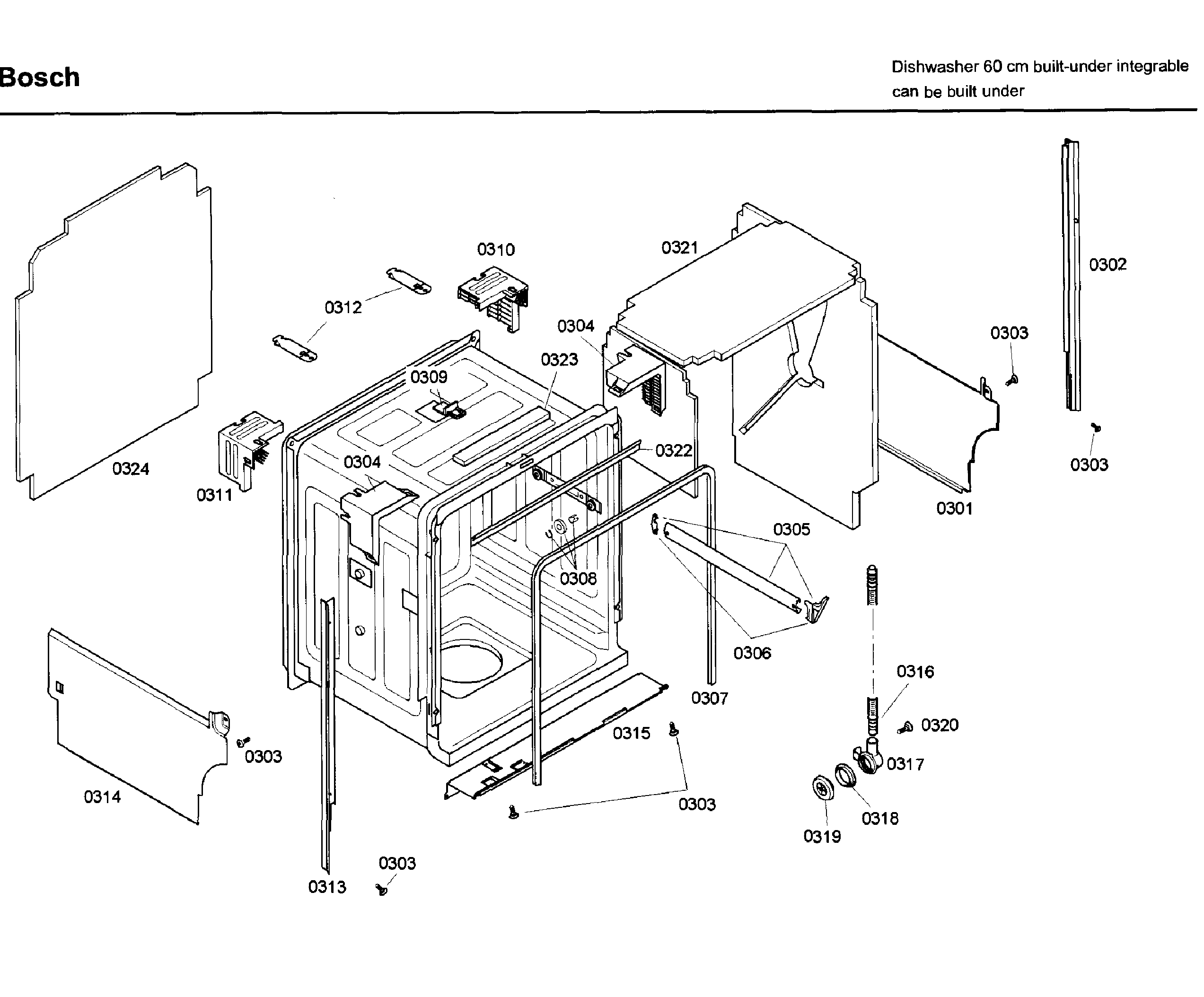 Bosch SHX46A05UC/46 frame diagram