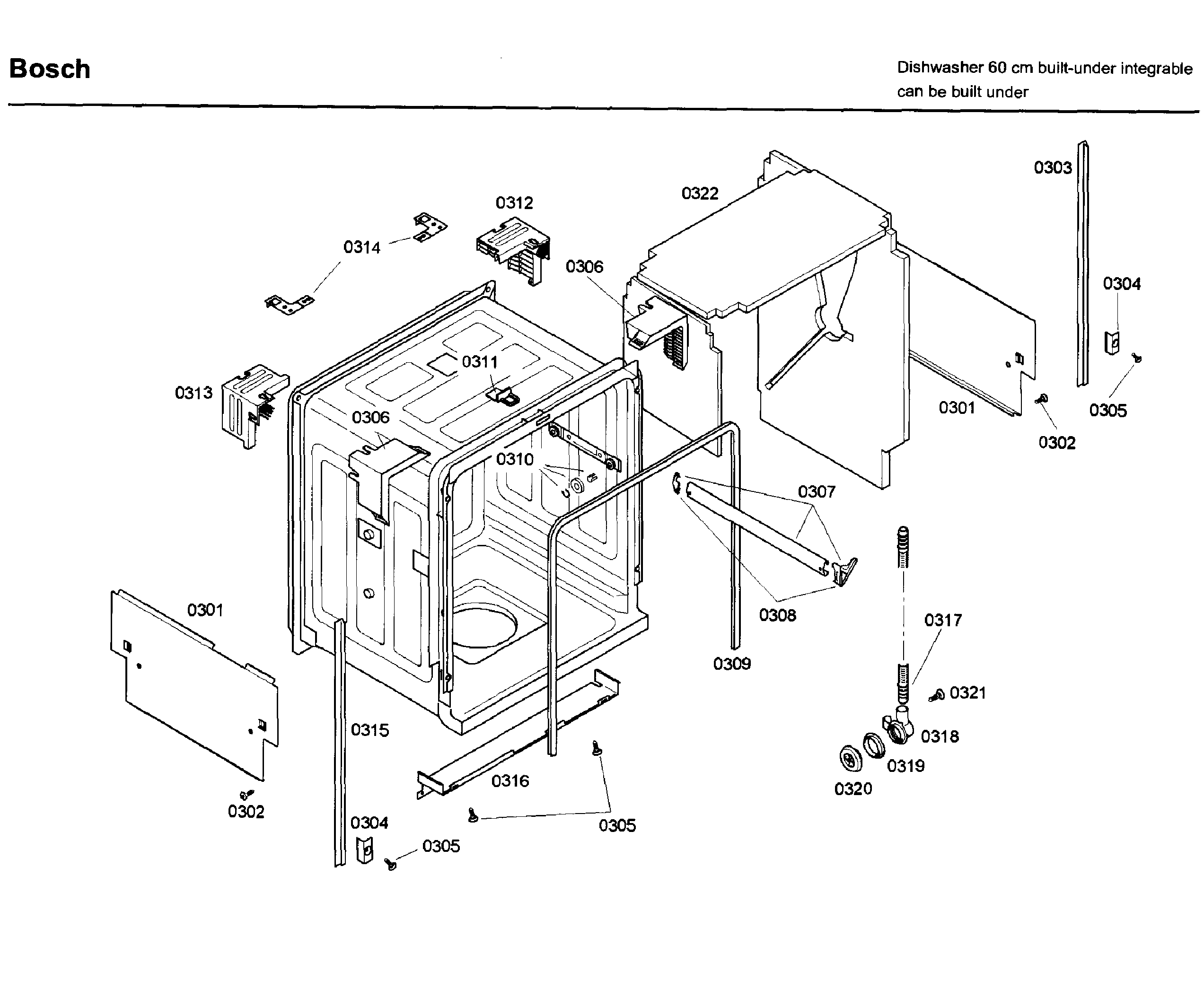 Bosch SHX46A05UC/26 frame diagram