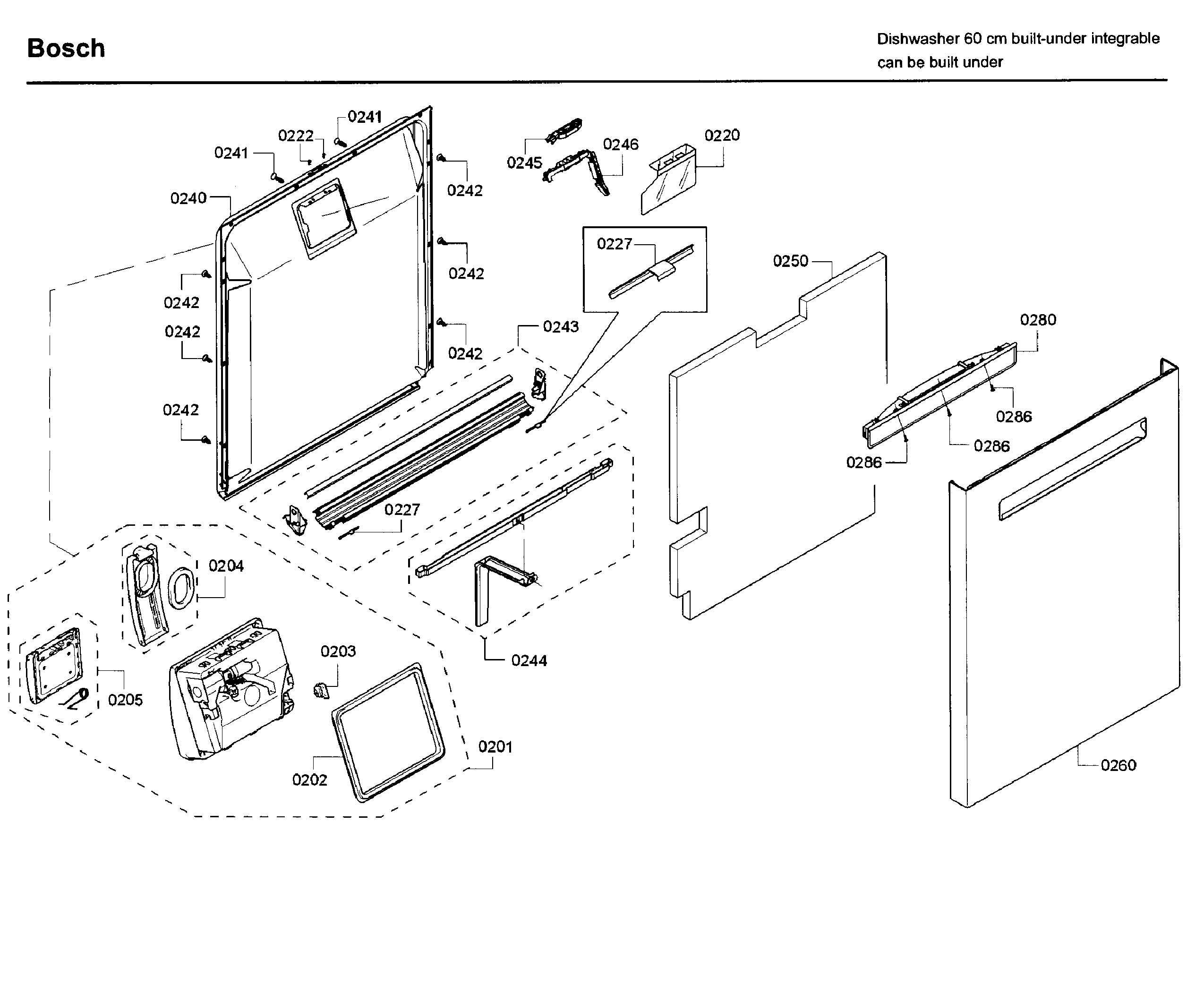 Bosch SHP65T56UC/02 door diagram