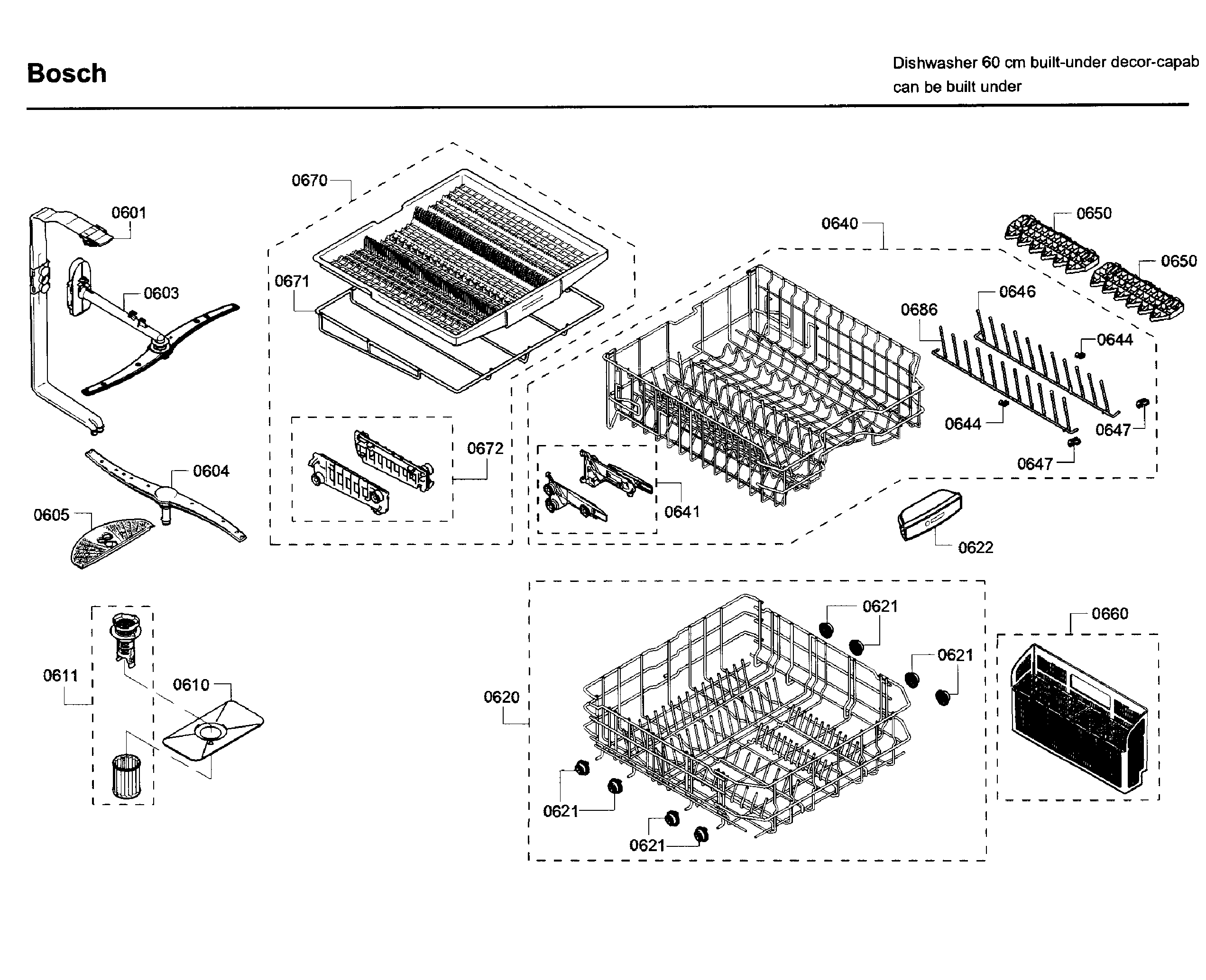 Bosch SHE65T55UC/09 rack diagram