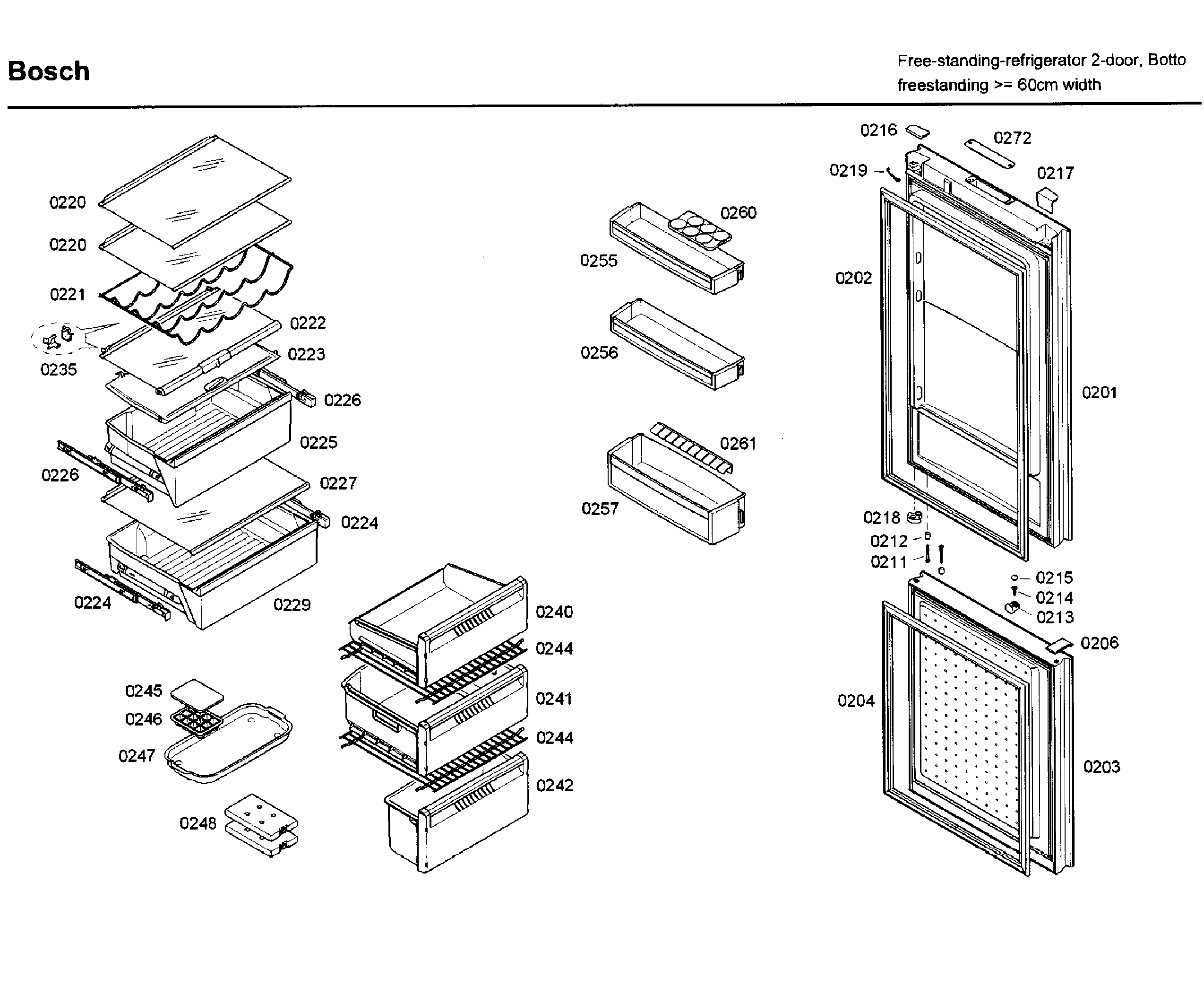 Bosch B10CB80NVW/03 door/drawer asy diagram