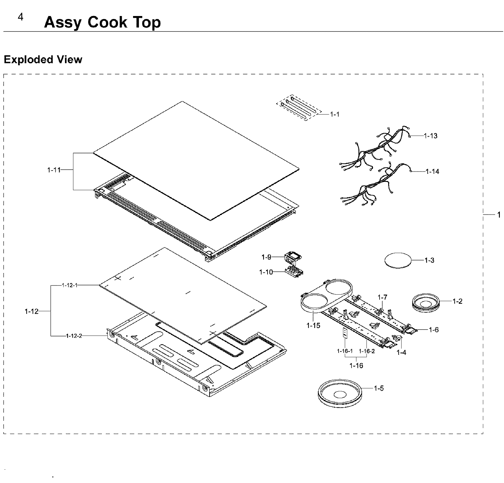 Samsung NE58F9710WS/AA-03 cooktop diagram