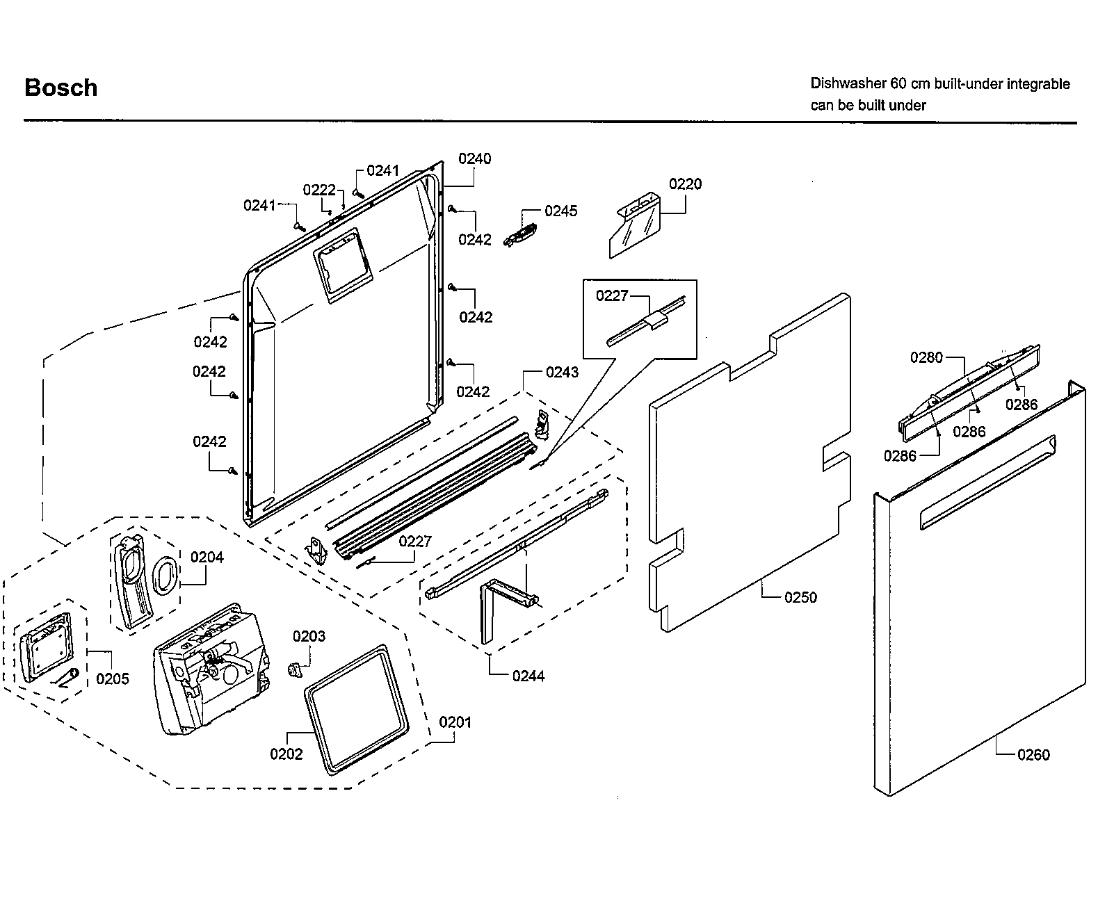 Bosch SHP65T55UC/09 door diagram