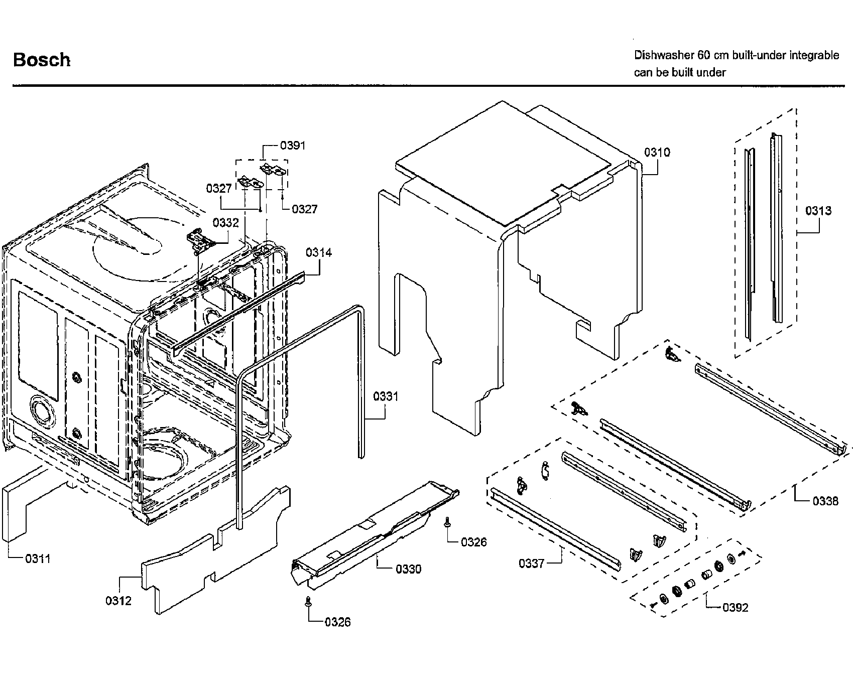 Bosch SHP65T55UC/09 tub diagram