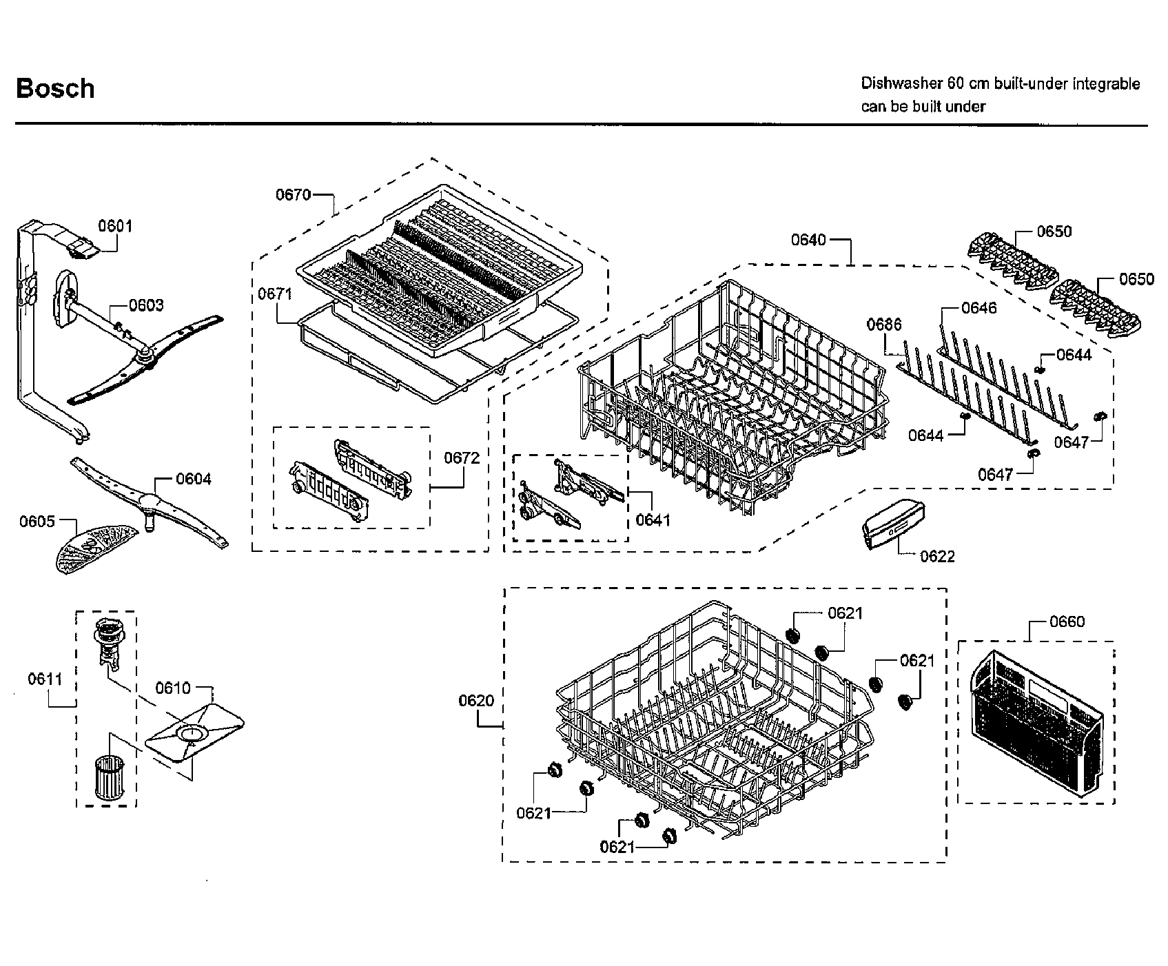 Bosch SHP65T55UC/09 baskets diagram