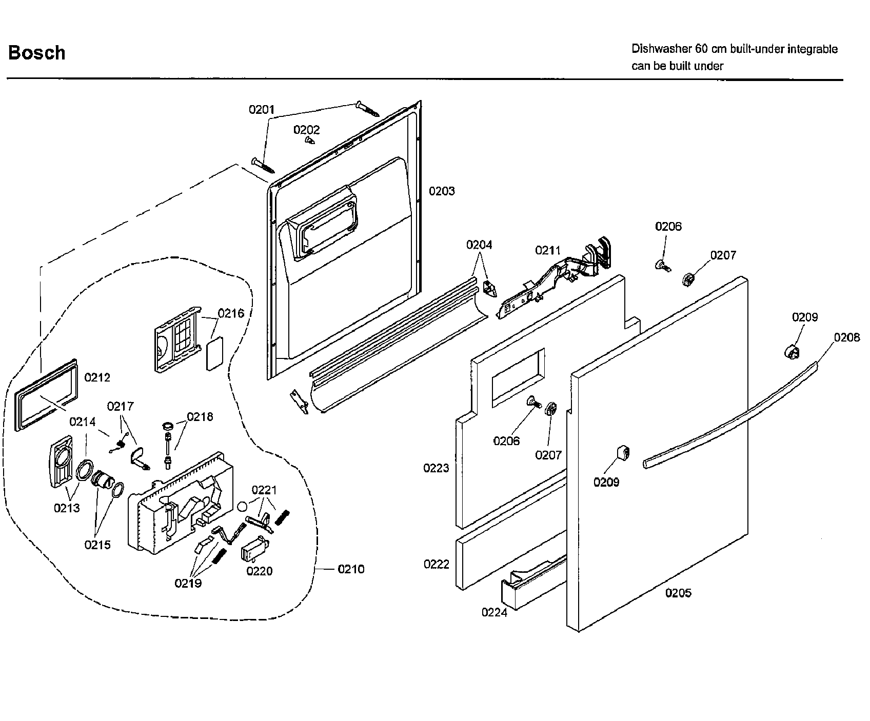 Bosch SHX33A05UC/36 door diagram